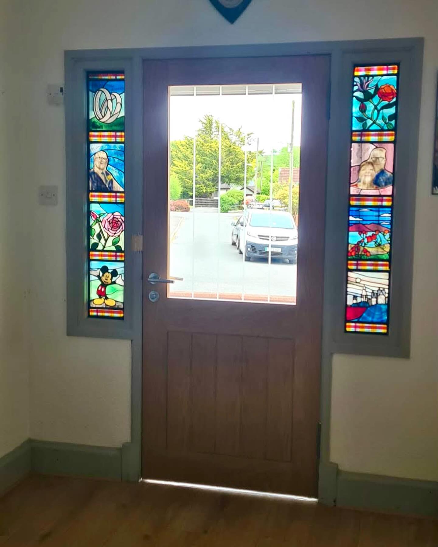 A lovely and heartfelt commission from Helen an old school friend that was installed recently. From Helen - “A few months ago I had the idea that I’d love a couple of stained glass windows made in memory of Clint. The windows were to be installed in the hallway of our home, a reflection of a vibrant, kind, caring and loving man.
My lovely school friend Leona Stewart Leaded Glass began with some information I sent through and then sketched her ideas. I had a lovely visit to chat through the ideas she had and I loved them all. Leona then brought the sketches to life in glass and here they are. Even some of the lyrics from Truly, Madly, Deeply are there ❤️.
When Leona unveiled them to me, I was completely blown away, they were so much more than I could have ever imagined ❤️❤️. I highly, highly recommend her incredible talent and skill if you are looking for something stained glass. Leona, I can never explain how much these mean to me, thank you from the bottom of my heart.☺️
I’m sure you will agree that they are truly stunning every panel captures Clint perfectly. How lucky am I to be able to look at these any time day or night 🥰.
The windows were then fitted with such care, compassion and love by one of Clint’s closest and dearest friends, you know who you are, thank you so much ☺️.
The last couple of days have been very difficult but having these beautiful windows have brought me both peace and comfort and I honestly owe you both so much.
These are for you Clint, forever remembered ❤️❤️❤️ xxxx”