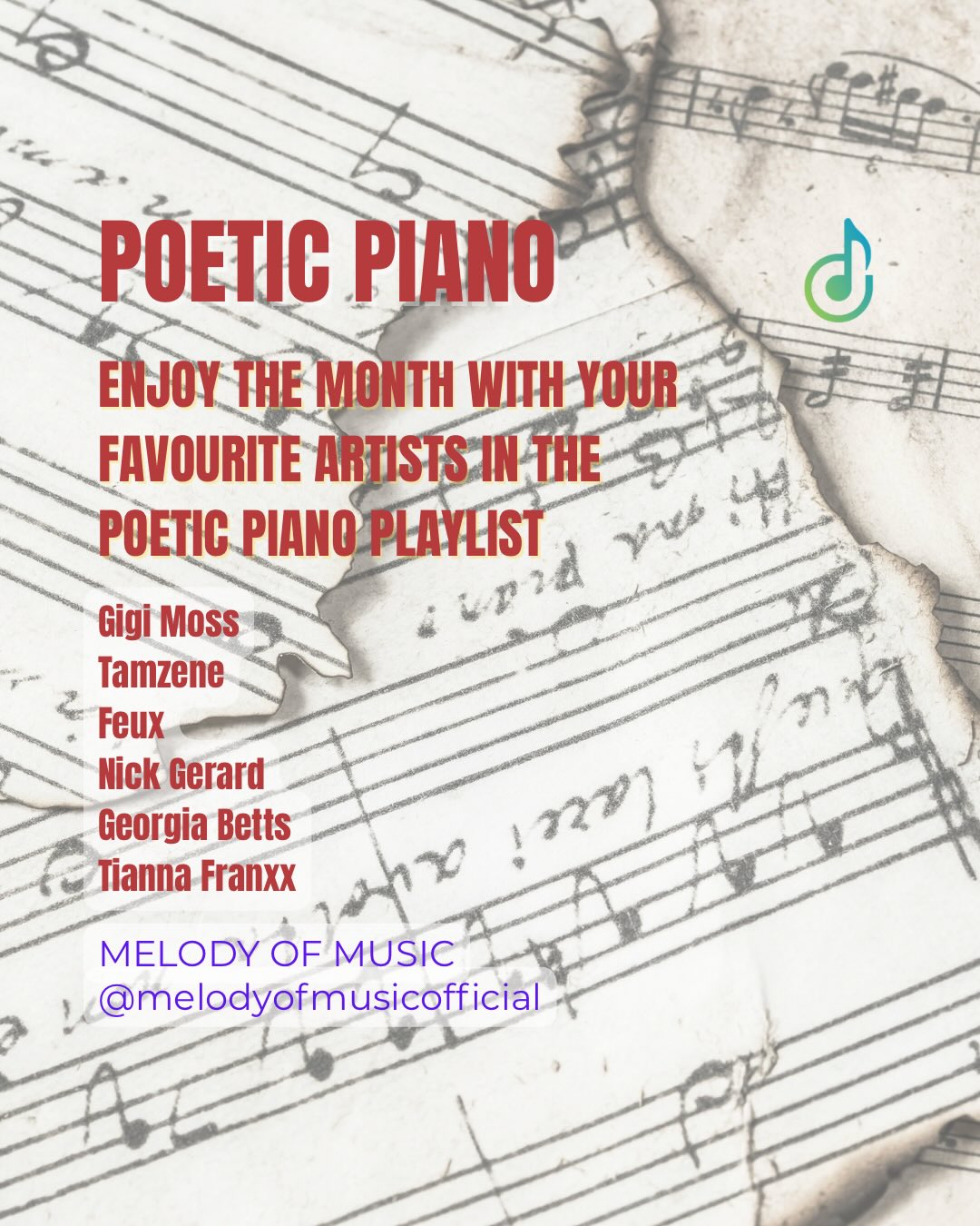 Music moves fast — so do we 🔁
The Melody of Music Poetic Piano updates monthly.
Lock in. Press play.
#MelodyOfMusic #PoeticPiano #PlaylistUpdate #FreshFinds #MusicDiscovery