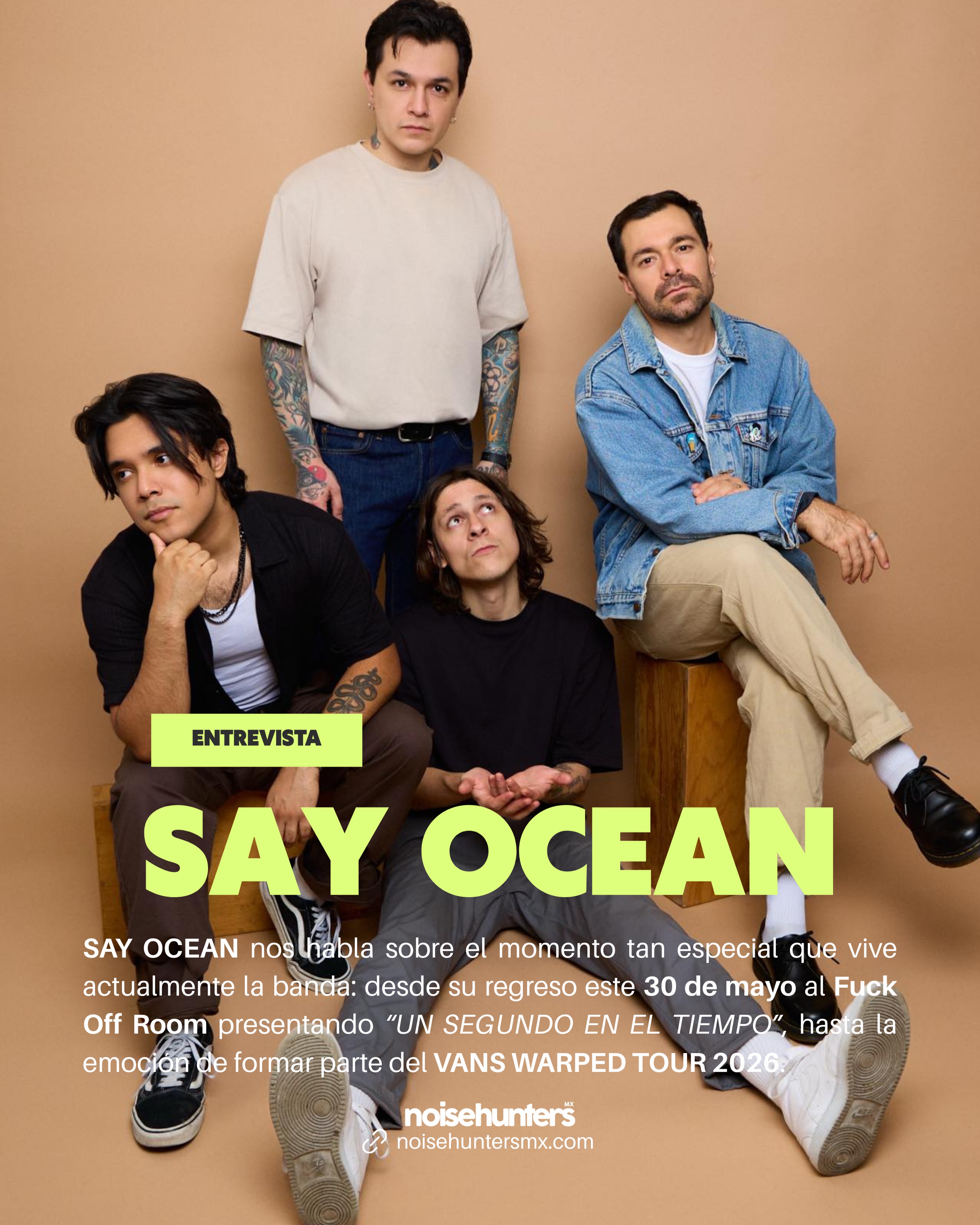 Catarsis y nostalgia directo al corazón. ⚡
Platicamos con SAY OCEAN ( @sayoceanband ) sobre el momento tan especial que vive actualmente la banda: desde su regreso este 30 de mayo al Fuck Off Room ( @fuckoffroom ), su material más reciente: “UN SEGUNDO EN EL TIEMPO”, hasta la emoción de formar parte del VANS WARPED TOUR 2026.
Entérate de más más:
www.noisehuntersmx.com
✏️ x @imperiomatak
#sayocean #conciertos #cdmx