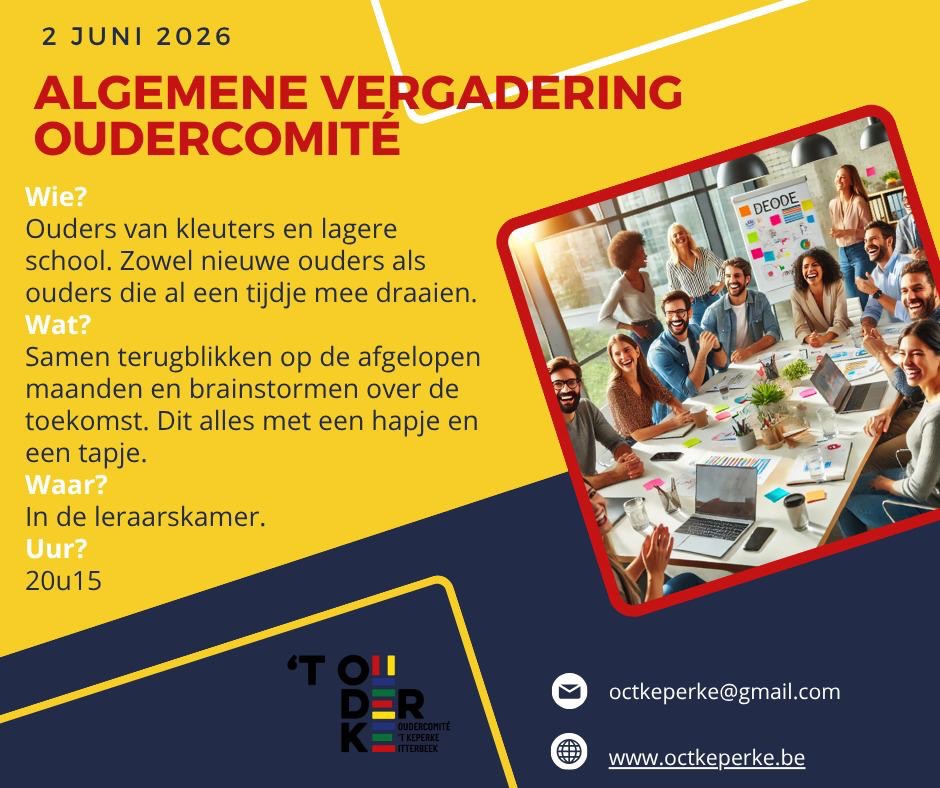 π Nog even aftellenβ¦ ons schoolfeest komt eraan! π
Kom eerst volop genieten van een fantastische dag vol sfeer, plezier en gezelligheid π₯³ππΆ
En daarna nodigen we jullie graag uit op onze Algemene Vergadering van het OudercomitΓ© op dinsdag 2 juni 2026 π
π¬ Samen blikken we terug op de voorbije maanden
π‘ Denken we na over leuke ideeΓ«n voor de toekomst
πΉ En genieten we van een hapje en een drankje in fijn gezelschap
π¨βπ©βπ§βπ¦ Iedereen welkom: zowel nieuwe ouders als ouders die al meedraaien!
π In de leraarskamer
π£ Start om 20u15
We hopen jullie daar te zien! ππ #OudercomitΓ© #Schoolfeest #tkeperke