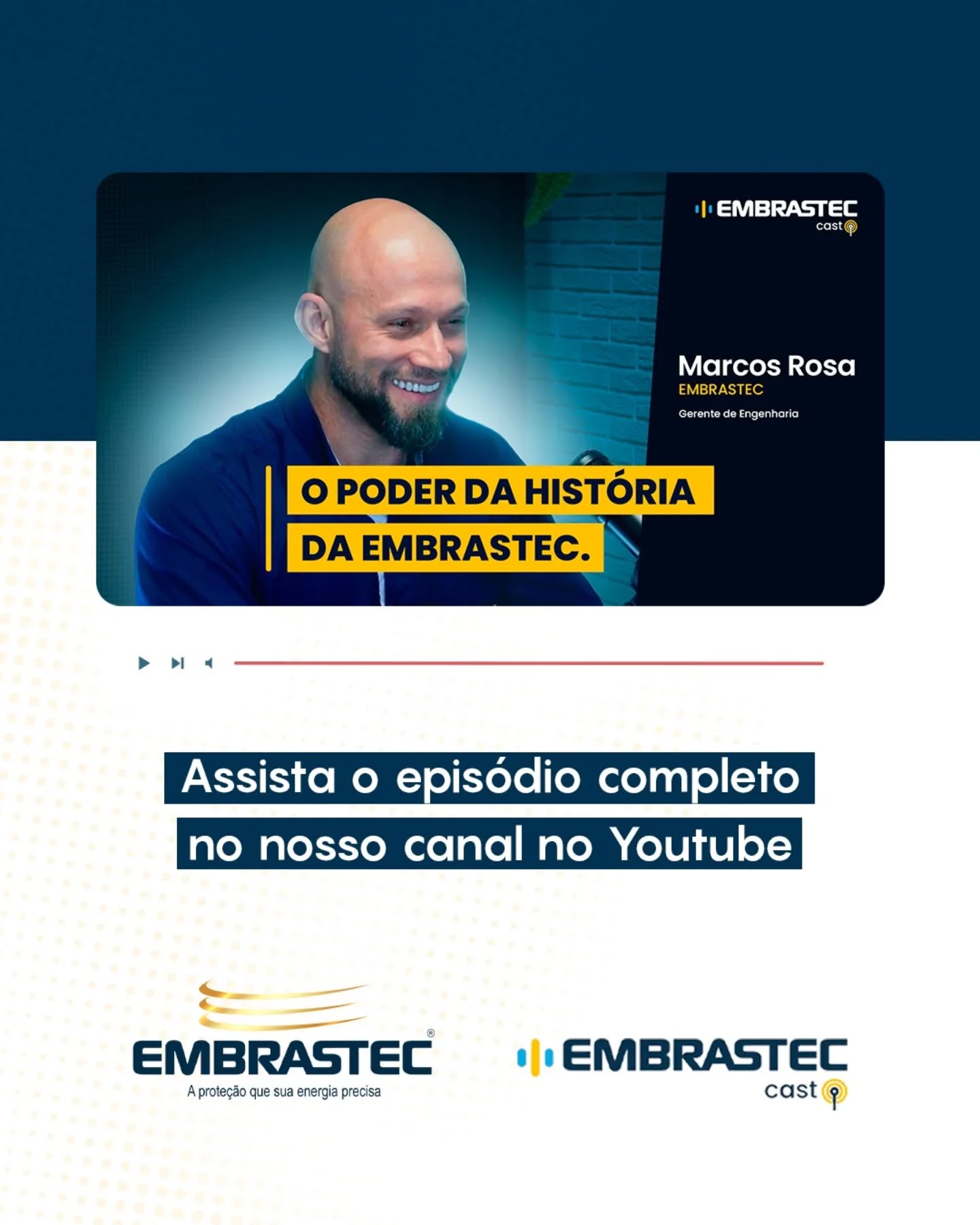 Já está no ar o novo episódio do Embrastec Cast!
Neste encontro imperdível, recebemos Marcos Rosa para compartilhar os bastidores, as inovações e as lutas que forjaram a Embrastec como a grande especialista brasileira em proteção contra surtos.
Conheça os pilares de qualidade, o pioneirismo tecnológico e a cultura de engenharia que nos permitem estar na vanguarda do setor elétrico nacional há anos.
▶️ Assista agora e inspire-se com essa trajetória dedicada à segurança elétrica.
Link do episódio completo na bio. Assista, curta e deixe o seu comentário no vídeo!
#EmbrastecCast #HistoriaDaIndustria #Pioneirismo #Engenharia #Embrastec