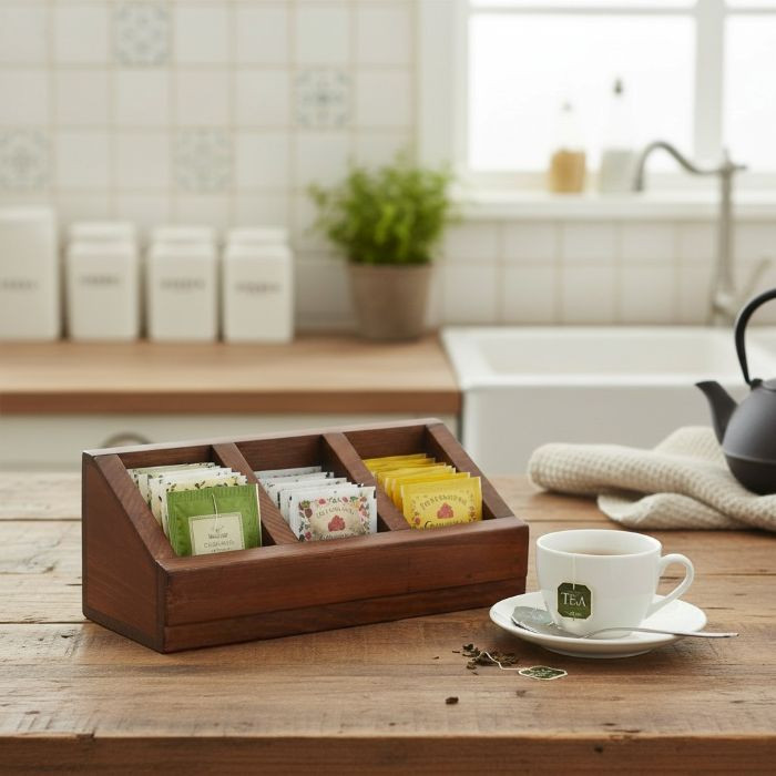 Tidy tea, beautiful display. ☕️🌿 Our Rustic Tea Bag Holder comes in pallet wood, pine, or maple and can be stained or left unfinished — perfect for organizing herbal, black, and green teas. Link in Bio
#TeaLovers #RusticDecor #FarmhouseStyle #KitchenOrganization #TeaTime