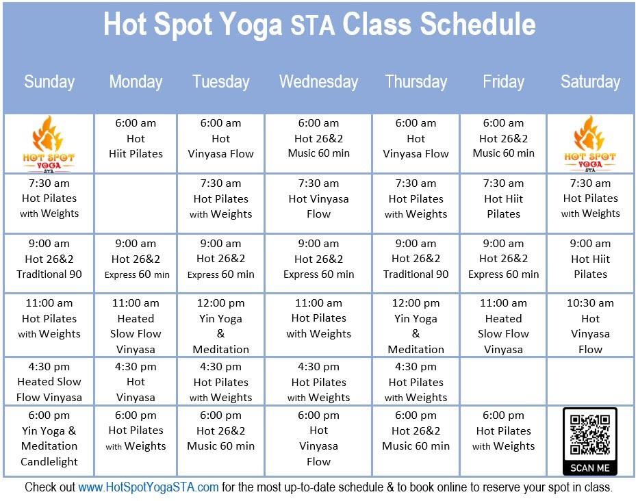 New Schedule Begins in June! ☀️🔥🎉
-
Peek 👀 the CHANGES:
-
Friday Hot Pilates with Weights @ 6pm (New time)
-
Saturday Hot Vinyasa Flow @ 10:30am (New time)
-
Friday 6:30pm Yin Yoga is CANCELED
(Will return in the Fall @ a new time)
-
Wednesday & Thursday 4:30pm Hot Pilates now with Weights!
-
Changes will start NEXT Week! June 2026.
-
You asked, we listened!
As always you can share your feedback with us, anytime!
-
& More classes coming Fall 2026!
#hotyoga #sta #hotpilates #fitness #sweat