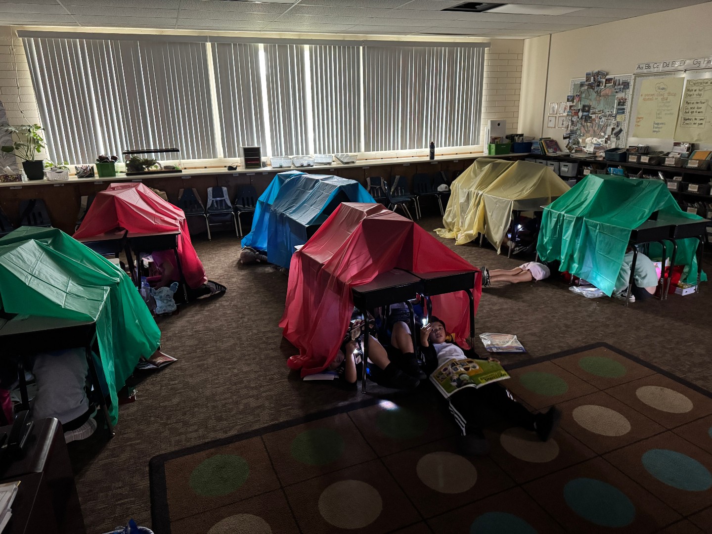 Our second graders are camping out in the classroom today as we celebrate the final week of school! Armed with flashlights and cozy tents, students are reading, learning, and making special memories together. What a fun way to end an amazing year of second-grade adventures!
