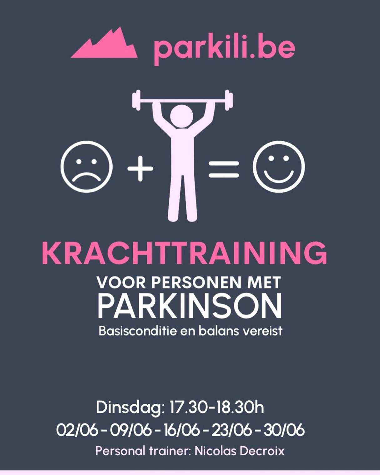 We gaan dinsdag van start met de lessen krachttraining in Wervik. We hebben nog enkele plaatsjes beschikbaar, inschrijven kan nog online via de website. Iedereen met een hart voor Parkinson is welkom 🔥Het programma is op maat gemaakt door personal trainer@ @nd.coaching_ in groepspraktijk @groepspraktijk_bestrong
https://www.parkili.be/service-page/live-kracht-training-wervik?referral=service_list_widget
#pd#yopd#parkili#parkinsons#movingmountains