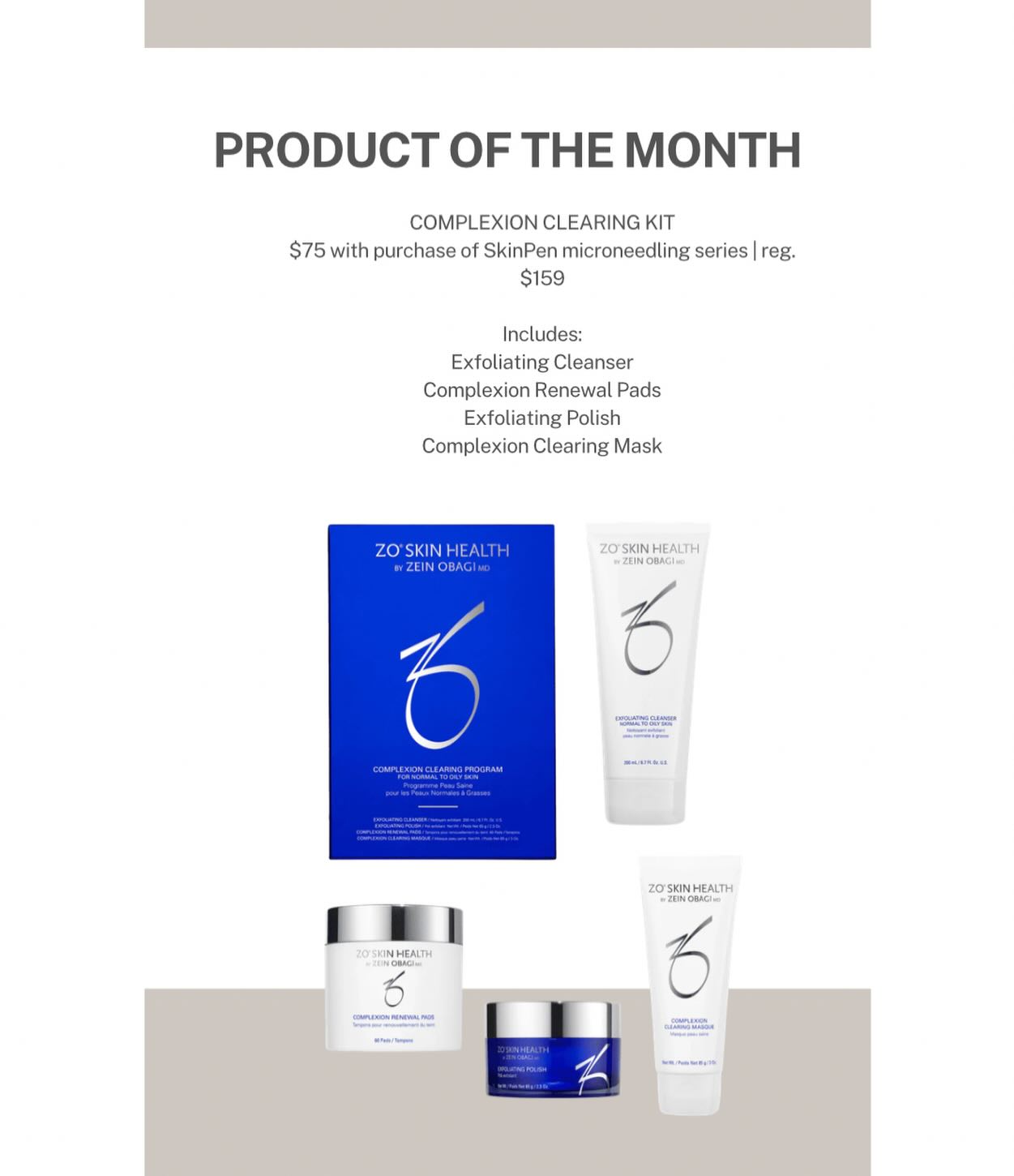 ✨ PRODUCT OF THE MONTH ✨
Struggling with acne, post-acne marks, or acne scarring? This is your sign to finally tackle it from every angle.
For this month only, receive the ZO® Complexion Clearing Program for just $75 when you purchase a SkinPen Microneedling Series.
Why combine them?
💙 ZO Complexion Clearing Program
• Helps clear existing breakouts
• Reduces excess oil
• Prevents future congestion
• Improves overall skin clarity and tone
✨ SkinPen Microneedling
• Softens acne scars
• Improves skin texture
• Stimulates collagen production
• Creates smoother, healthier-looking skin
Acne treatment isn’t just about clearing breakouts—it’s about creating long-term skin health and confidence.
🎁 Special Offer:
Purchase a SkinPen Microneedling Series and add the ZO Complexion Clearing Program for only $75.
Ready for your glow-up? Send us a message or book your appointment today.