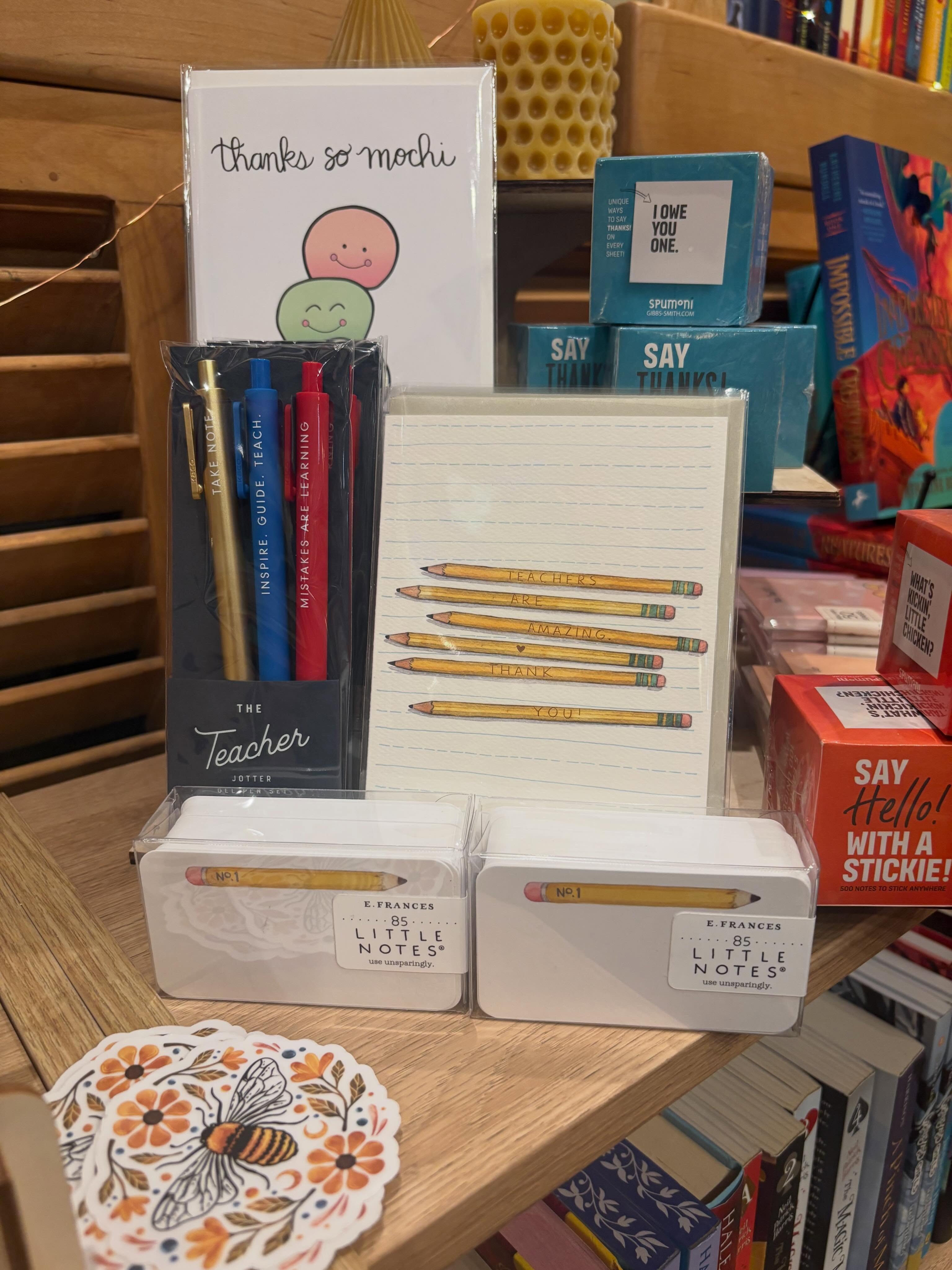 Only 2ish weeks of school left…Have a teacher to thank? We’ve got you! From candles and cards to cute stickers and pen sets. And of course you can never go wrong with a good book.