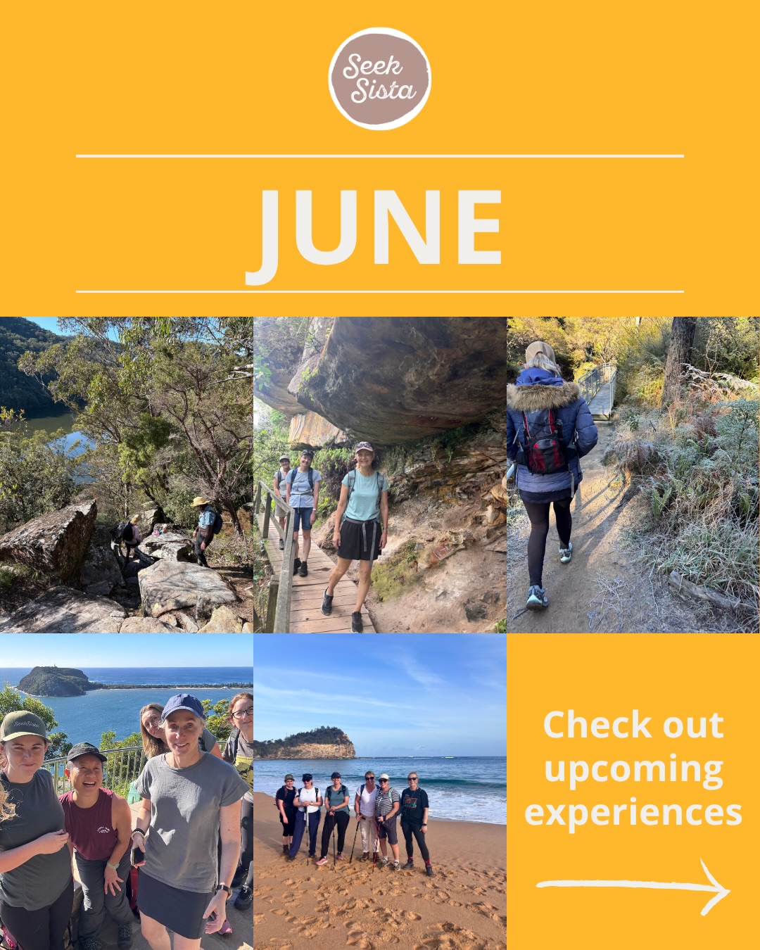 June is here, come along and enjoy the outdoors with us this month. It will be chilly but we’ll rug up and get out there together! Led by experienced & first aid trained Kirsty, each outdoor ‘soft’ adventure is created to feel welcoming & supportive. Would love to see you out there with us! Jump on the Seek Sista website for more info 🙌🌿🥾💕
.
.
.
#feelnsw #womenwhohike #womeninnature #hikensw #hikeinwinter