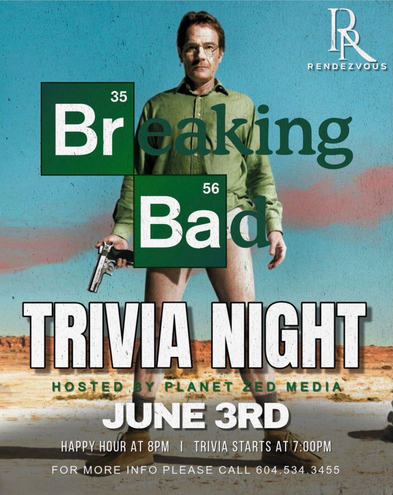 Cook up a team, grab a pint, and prove you’re the danger.
Breaking Bad Trivia Night — June 3rd at 7 PM