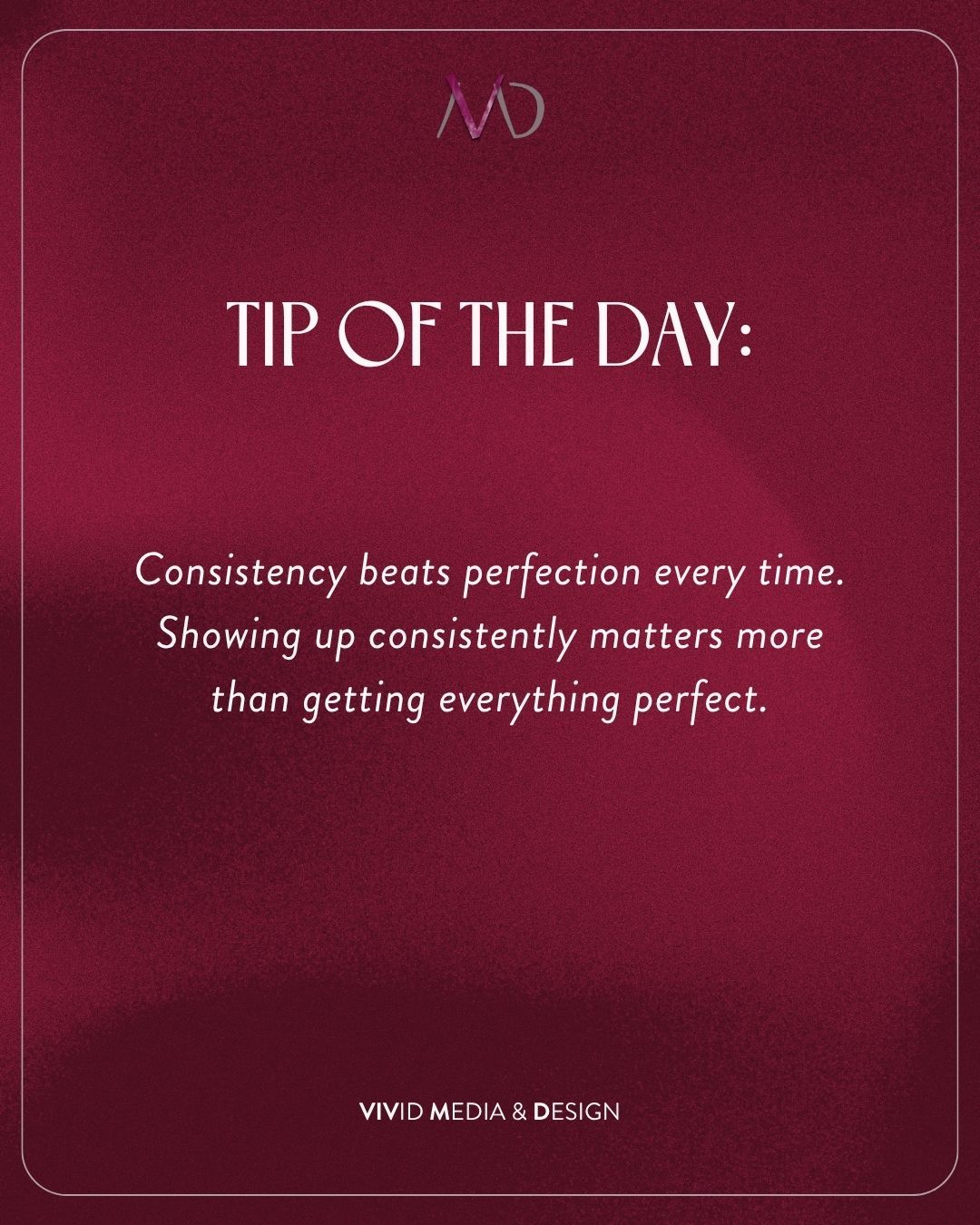 Success doesn’t come from being perfect every single time, it comes from consistently showing up for your brand. 📈✨
Keep posting. Keep improving. Keep growing. 💡
Check us out at www.vividmediadesign.au�
#VividMediaDesign #NewsletterDesign #EmailMarketing #CreativeStudio #SocialMediaManagement #DesignThatConnects #DigitalDesign #VisualStorytelling #CreativeInspo #ContentDesign #ModernDesign #WebsiteGoals
