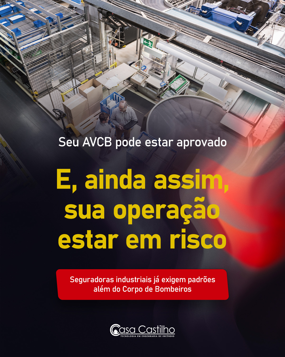 Em operações industriais, agroindústrias e centros logísticos, ter o AVCB aprovado não significa necessariamente que a operação está blindada perante seguradoras.
Atualmente as auditorias técnicas e apólices corporativas já exigem análises muito mais profundas sobre o nível real de proteção da planta. Os principais pontos avaliados envolvem:
✔ carga de incêndio real da operação;
✔ confiabilidade hidráulica dos sistemas;
✔ rastreabilidade de manutenção;
✔ aderência a padrões como NFPA e FM Global;
✔ compatibilidade entre projeto, operação e risco industrial.
A questão é que muitos projetos são desenvolvidos apenas para aprovação documental, sem considerar critérios críticos de continuidade operacional e proteção patrimonial.
Na Casa Castilho, a engenharia é pensada para atender não só o Corpo de Bombeiros, mas também o nível de exigência do mercado segurador e das operações de alta complexidade.
Fale com nossos especialistas e saiba mais.