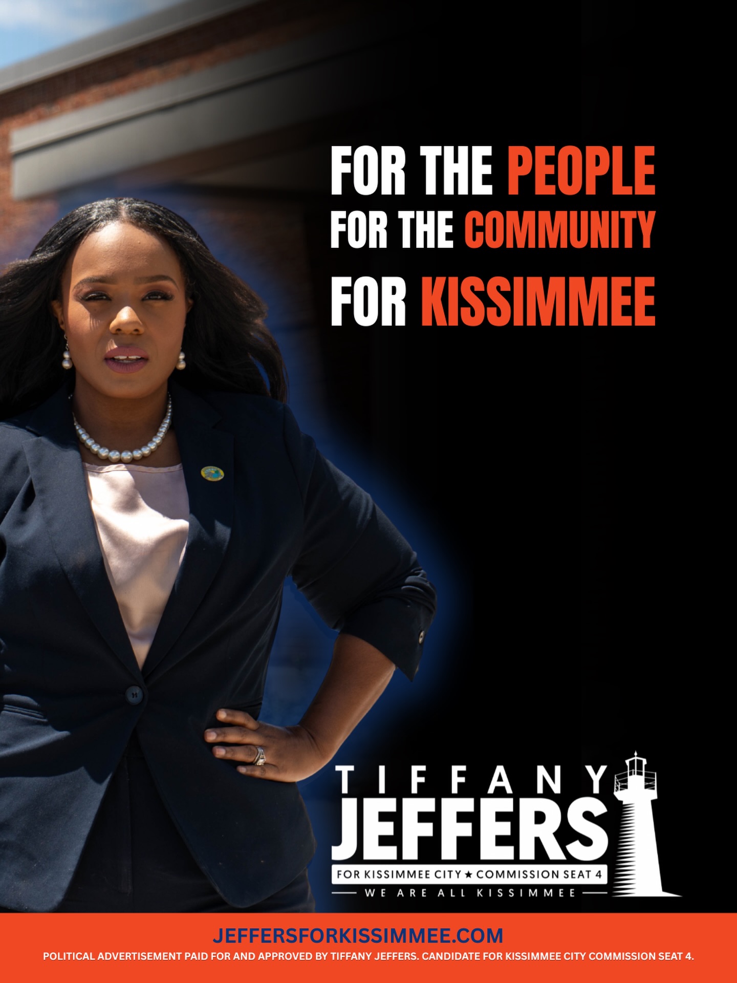 Kissimmee deserves leadership that is present, connected, and committed to the people who call this city home.
Tiffany Jeffers is running to help bring resources, opportunities, and real solutions back to our neighborhoods with a focus on families, community, and the future of Kissimmee.
For the people. For the community. For Kissimmee. #wearekissimmee #tiffanyjeffers #kissimmee #floridapolitics
Political advertisement paid for and approved by Tiffany Jeffers, Candidate for Kissimmee City Commission Seat 4