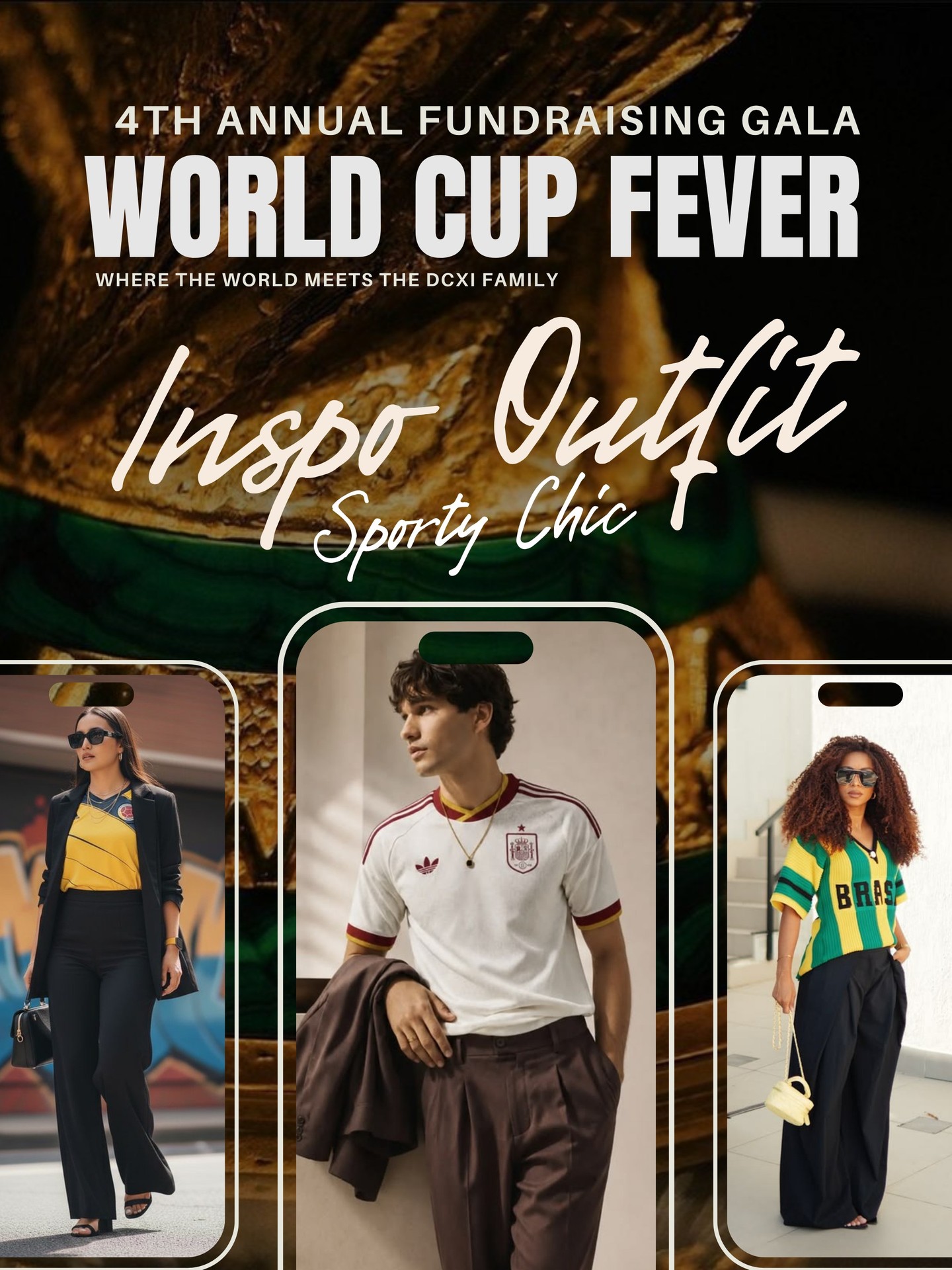 Jerseys meet High Fashion. Are you ready for the ultimate soccer runway? ⚽️✨
ㅤ
We are officially counting down to our 4th Annual Gala: WORLD CUP FEVER, and it’s time to talk about the look! This year, we are throwing out the traditional black-tie rules and introducing a dress code that matches our passion: SPORTY CHIC.
ㅤ
We want you to look elegant, sophisticated, and 100% ready to represent the nation you’re backing in the 2026 World Cup. 🌍🏆
ㅤ
Not sure how to style it? Swipe left for some instant inspiration!
ㅤ
🕺 For the Men: Think structured trousers, a sharp blazer, clean designer sneakers, and your favorite National Team jersey underneath.
💃 For the Women: Pair your team’s jersey with a sleek satin skirt or tailored pants, finished with your favorite heels.
ㅤ
Pro-Tip: You don't have to wear a jersey! You can rock a high-end designer piece or an elegant outfit that features the vibrant colors of your country's flag. 🎨💼
Let’s celebrate the beautiful game in style at Waterfront Center on June 13th!
ㅤ
🎟️ Need tickets? Time is running out. Tap the link in our bio to lock in your seats before the doors close!
ㅤ
#DCXIAcademy #WorldCupFever #SportyChic #fundraisingGala2026 #OOTD
ㅤ
