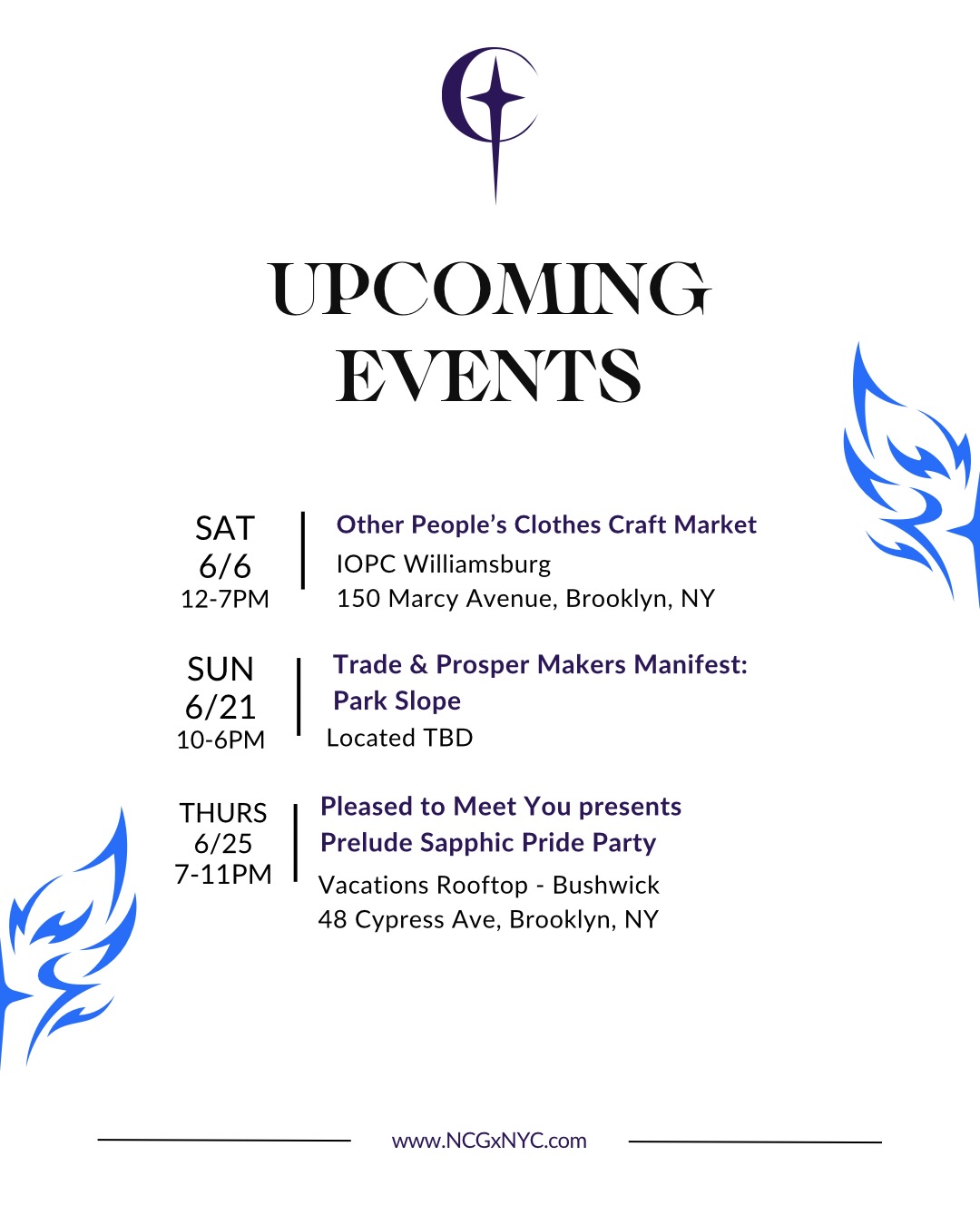 ✨June Market Schedule ✨ Happy Gay Month 🏳️🌈 Come find us slinging wares at these events throughout the city!!
✨June 6th - O.P.C Craft Market 12-7pm
150 Marcy Avenue, Williamsburg
✨June 21 - Trade & Prosper Maker’s Manifest: Park Slope (exact location TBD!) 10-6pm
✨June 25 - Pleased to Meet You presents Prelude Sapphic Pride Party & Fundraiser 7-11pm
Vacations Rooftop, Bushwick
Appointments for private shopping and permanent jewelry at our Ktown Showroom via our booking link are also open.
Can’t wait to see everyone soon!😤🤙🏼