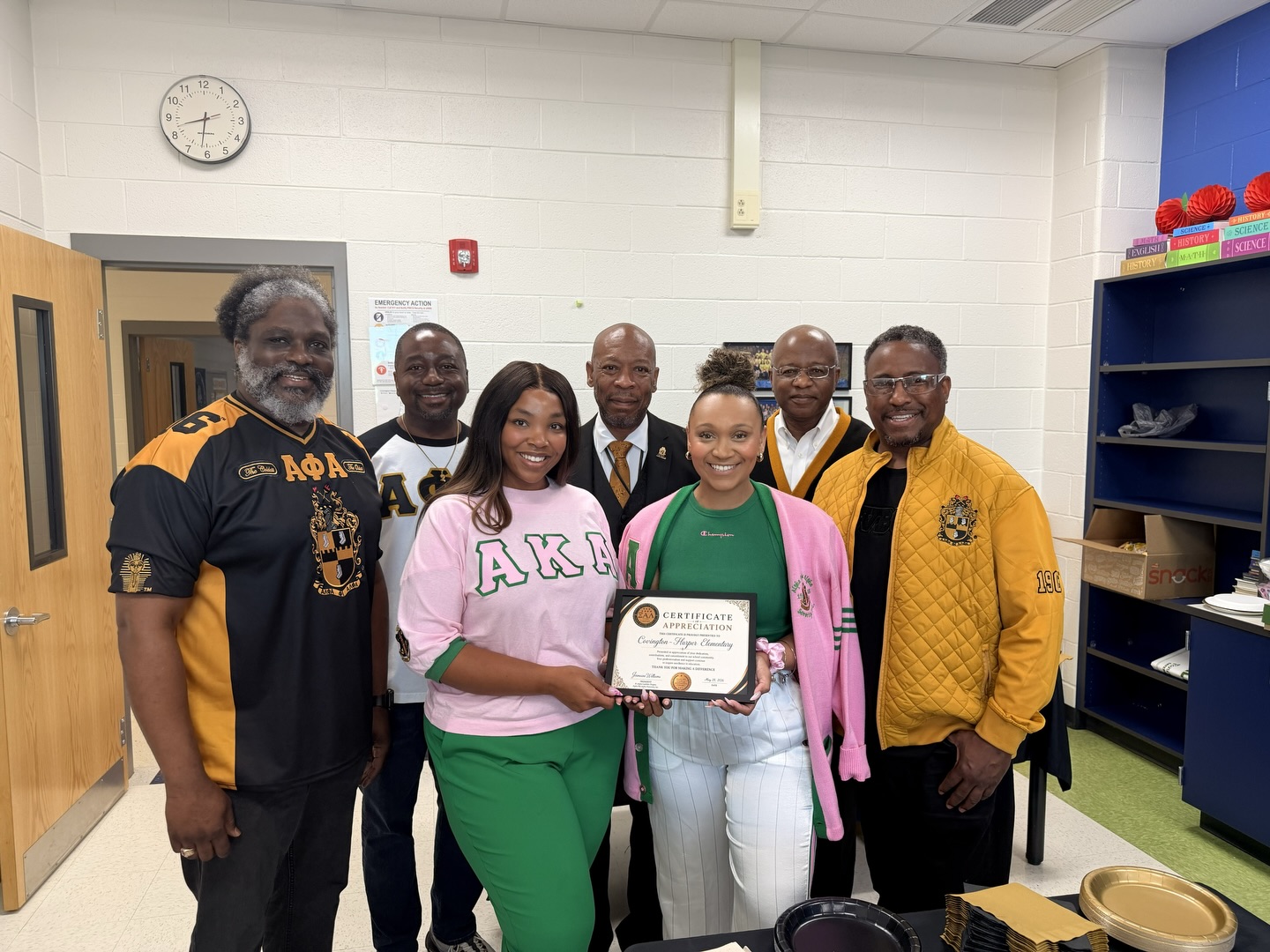 TEACHER STAFF APPRECIATION BREAKFAST
In continuing the theme of service for Charter Week, the Brothers of Xi Alpha Lambda Chapter of Alpha Phi Alpha Fraternity, Inc. had the privilege of hosting a Staff Appreciation Breakfast for the outstanding educators and staff of Covington-Harper Elementary School in Prince William County.
The event was warmly received, and we were honored to present the school with a Certificate of Appreciation as a small token of our gratitude for their continued impact on the community.
Xi Alpha Lambda remains committed to supporting education and recognizing those who make a difference in the lives of our youth.
The occasion was especially meaningful as Covington-Harper Elementary School is named in honor of Brother LTC John Harper, Jr., one of Xi Alpha Lambda’s charter members whose legacy of leadership and service continues to impact our community today.
Thank you, Covington-Harper Elementary School, for all that you do!
#AlphaPhiAlpha #XAL1906 #CharterWeek #TeacherAppreciation #PrinceWilliamCounty