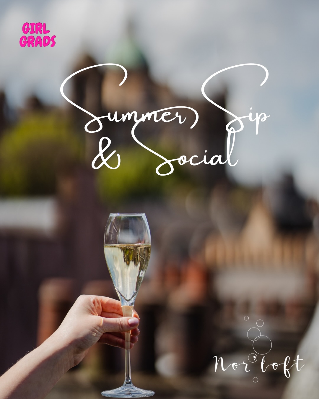 Summer Sip & Social 🥂🌸💃
In collaboration with @norloft 💫
Join us on the 25th June at Edinburgh’s most stylish champagne lounge for an unforgettable girl’s summer get together 🩷
Perched above the city at Nor’ Loft, enjoy breathtaking views of Princes Street Gardens, the Scott Monument and Edinburgh’s iconic skyline 🏰
The details:
🕰️ 7pm - 10:30pm
🥂 A complimentary glass of Laurent-Perrier La Cuvée Brut Champagne
🍴 A selection of delicious canapés
🎂 And because it wouldn’t be a party without cake too of course!
Tickets:
🎫 Member tickets £20 and go live Wednesday 3rd June 6pm (via member portal)
🎟️ Non- member tickets £25 and go live Thursday 4th June 6pm (via girlgrads.com)
Once you have your ticket please email hello@girlgrads.com with any dietary requirements.