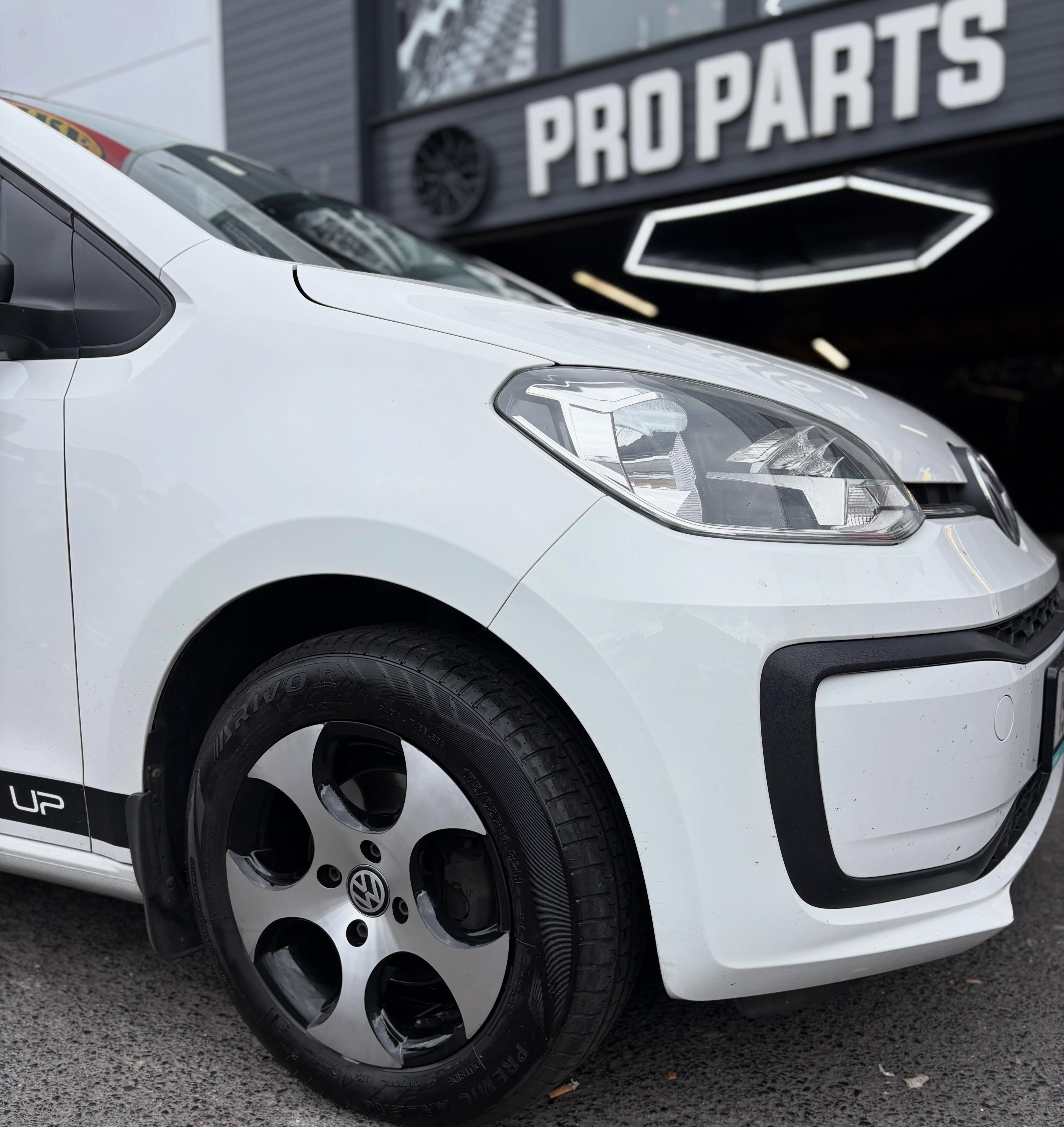 VW UP in for 14” Monza style alloys 🔥