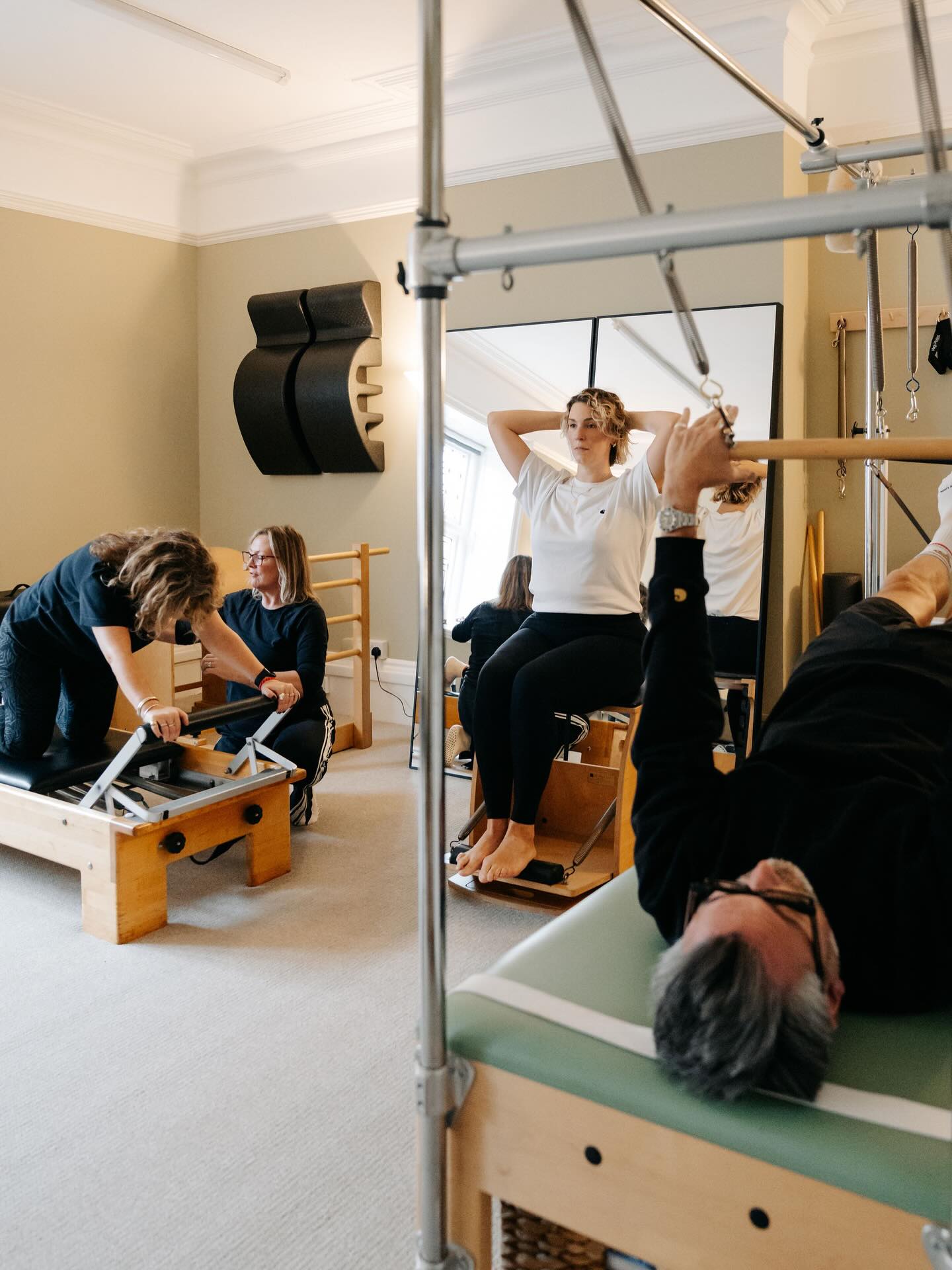 Our Group Studio Classes give you the opportunity to understand the whole Pilates Method across all of the equipment.
We recommend you start with a 1:1 if you are brand new to Pilates but these classes are excellent for anyone to get to experience specific exercises carefully selected for you by your teachers.
Hayley, Cat and Claire run these classes throughout the week. Take a look at the timetable.