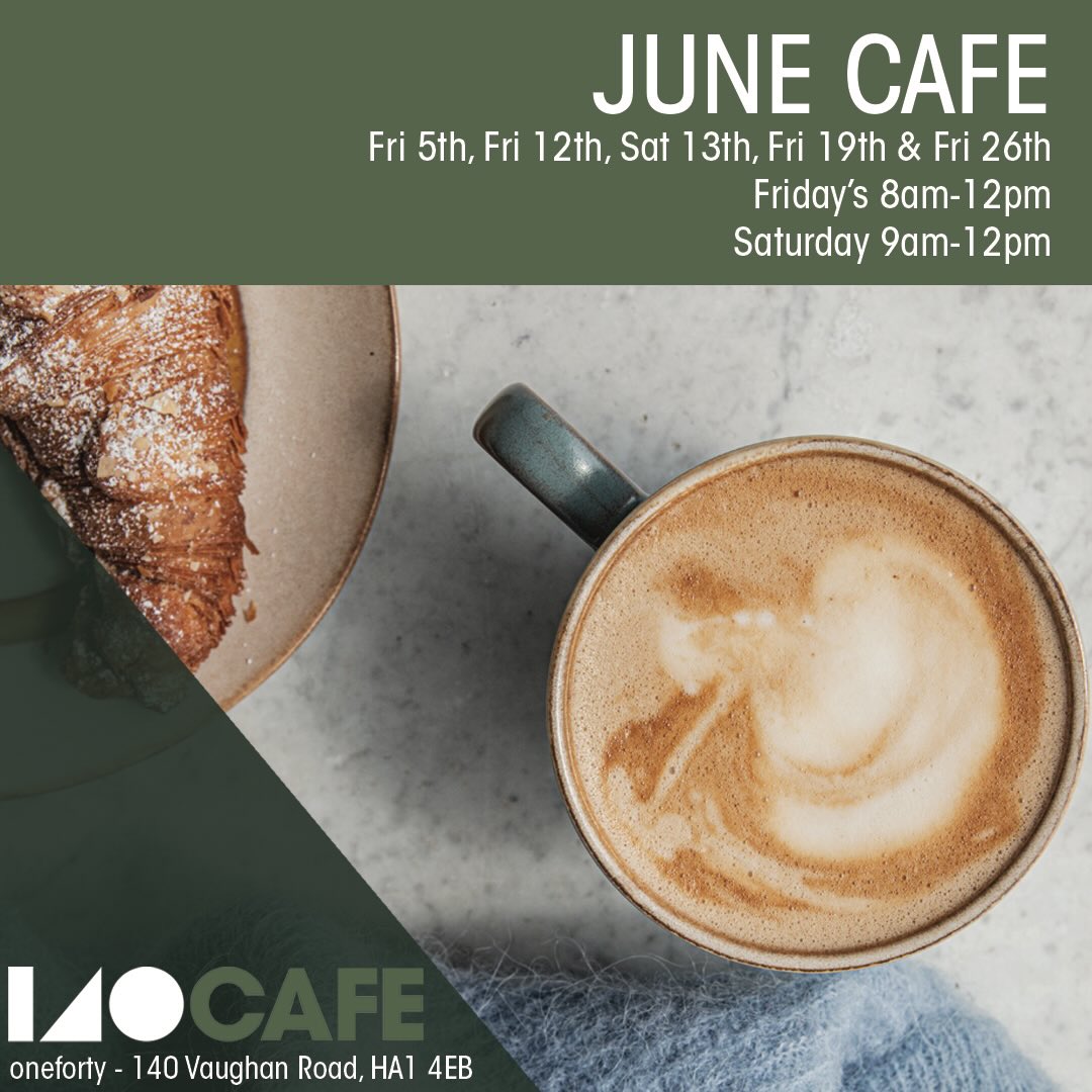 🫖☕️🥐🍞📚
June Cafe dates
📆 Fri 5th, Fri 12th, Sat 13th, Fri 19th & Fri 26th
⏱️ 8am-12pm (Friday’s)
⏱️ 9am-12pm (Saturday)
📍oneforty - 140 Vaughan Road, Harrow, HA1 4EB
🚝 West Harrow Station
We proudly support and stock small, local business
🍞🥐Sourdough bread & pastries @breadoflifebakery_ (Pinner)
☕️Coffee @simbabrucoffee (Watford)
🥛Milk @riverford (not quite so local - Devon😉)
🍯Honey @carolines_apiary (Harrow)
All through June, we have the lovely addition of a children’s book swap alongside all the cafe dates 📚
#westharrow #harrowonthehill #smallbusiness #cafe