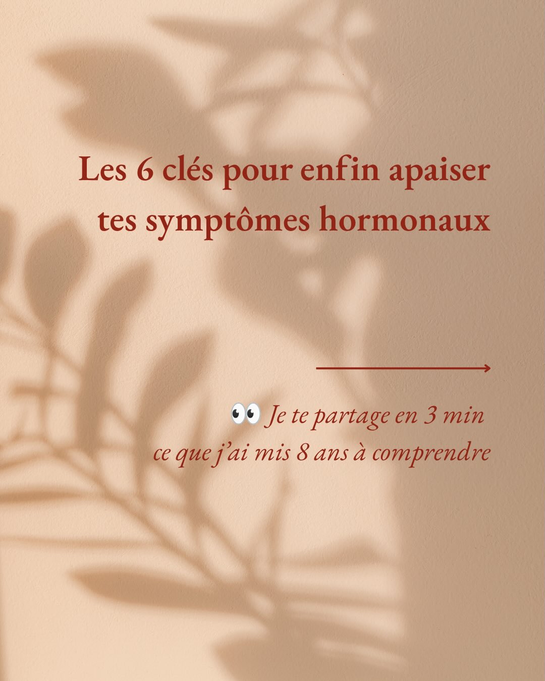 Tu as l’impression d’avoir tout essayé ?
Tu retrouves ici les 6 clés qui vont te permettre de vraiment retrouver ton énergie, des cycles plus apaisés, une peau plus nette et une digestion plus fluide 🫶
Tu as envie de savoir ce qui bloque de ton côté ?
👉 Je t’offre un bilan pour faire le point sur tes symptomes et ce que tu as déjà mis en place.
📌 Il me reste 3 places seulement jusqu’à jeudi, après je ferme mes dispos jusqu’à début juillet.
Commente “hormones” ici ou viens m’écrire en DM. J’ai hâte d’échanger avec toi et de t’aider à aller mieux !
On mérite toutes des HappyHormones 🫶
-------
✨ J'ai aidé +100 femmes à rééquilibrer leurs hormones pour apaiser leurs symptômes (douleurs, acné, perte de cheveux, prise de poids, SOPK, endométriose…) et retrouver leur énergie & confiance en soi 🥰
sopk · endométriose · (péri)ménopause · hypothyroïdie · cycle féminin · équilibre hormonal · déséquilibre hormonal · santé féminine