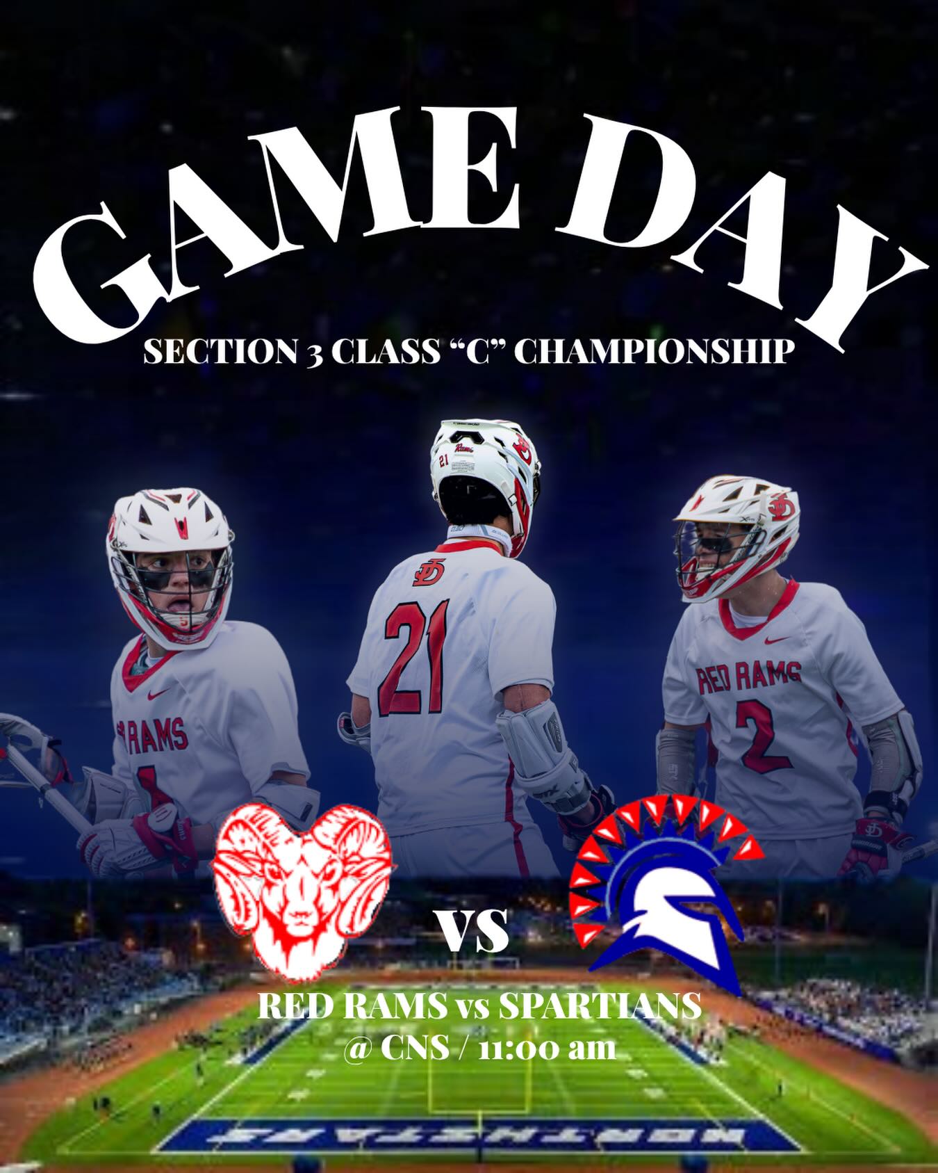 π₯ Game Day! The Red Rams take on New Hartford in the Class C Sectional Championship today at 11:00 AM at CNS. Come out and support the boys as they battle for a sectional title. #GoRams #SectionalChampionship
