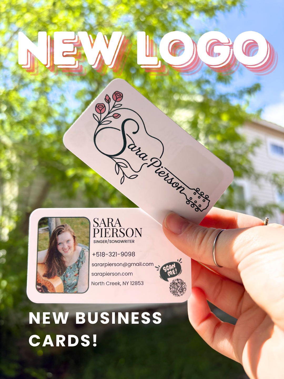 I am SO excited to finally share my brand new logo and business cards! 🎉✨
As a singer/songwriter, music is all about connection, and I wanted my new look to reflect exactly who I am. From the guitar-integrated logo to the fresh layout, this feels like the perfect representation of my sound and my style.
If you see me out at a gig this summer, make sure to grab one of these beauties! You can even scan the QR code right on the back to instantly tune in, check out my website, or get in touch.
Thank you all for the continuous support on this musical journey. Let me know what you think of the new design in the comments! 👇
Let's Connect:
🌐 Website: sarapierson.com
📧 Email: sararpierson@gmail.com
📱 Phone: +518-321-9098
📍 Based out of North Creek, NY
#SaraPierson #SingerSongwriter #NewLogo #BusinessCards #IndependentArtist #LiveMusic #GraphicDesign #MusicianLife #SupportLocalMusic