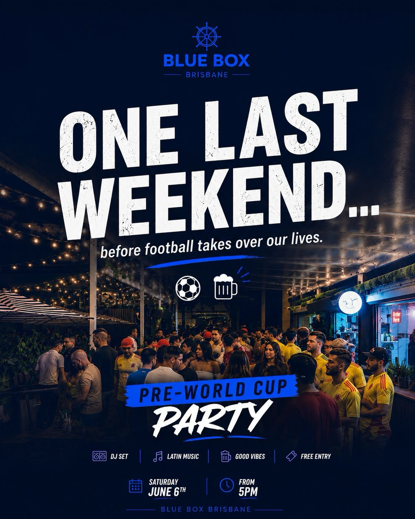 The World Cup starts next week.
So we’re doing what any responsible adults would do…
Having a pre-party. 🍻⚽
See you this Saturday at Blue Box for a proper warm up 💙
#fortitudevalley #brisbaneevents #fortitudevalleybrisbane #latinosaustralia #worldcup