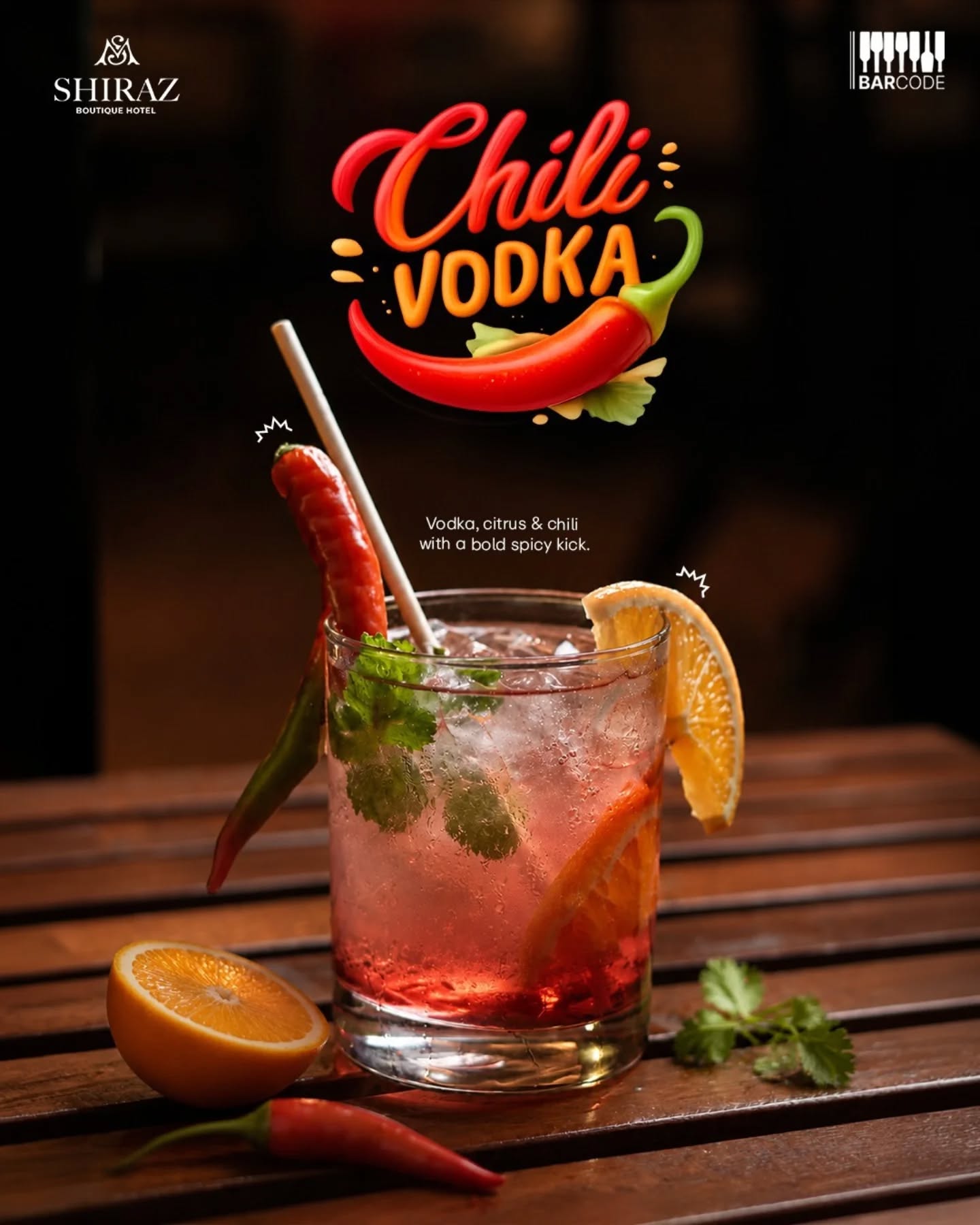 Introducing Chili Vodka — a bold blend of vodka, zesty citrus, and a fiery chili kick that's crafted to awaken your senses. 🔥✨
Refreshing at first sip. Spicy at the finish. Unforgettable throughout.
Available now at Barcode, Shiraz Boutique Hotel.
( Chili Vodka | Signature Cocktails | Craft Cocktails | Cocktail Lovers | Spicy Drinks | Premium Bar Experience | Vodka Cocktails | Barcode Lounge | Shiraz Boutique Hotel | Nightlife Experience )
#ChiliVodka #BarcodeBhopal #ShirazBoutiqueHotel #CocktailCulture #SignatureCocktails
