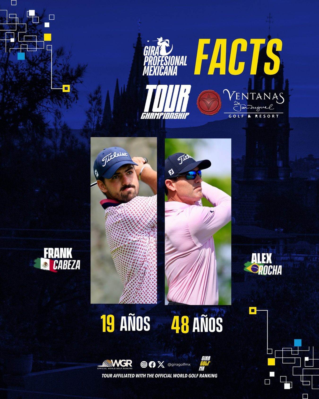 ⛳🇲🇽🇧🇷 Dos generaciones, un mismo escenario.
Con apenas 19 años, el mexicano Frank Cabeza es el jugador más joven del field del Tour Championship y el único amateur en competencia. Del otro lado, el brasileño Alexandre Rocha, con 48 años, aporta toda la experiencia de una destacada trayectoria internacional.
🏆 Entre ambos existe una diferencia de 29 años, reflejo de cómo la Gira Profesional Mexicana reúne a las futuras promesas y a los jugadores más experimentados del golf latinoamericano en un mismo escenario.
#TourChampionship #GiraProfesionalMexicana #VentanasDeSanMiguel