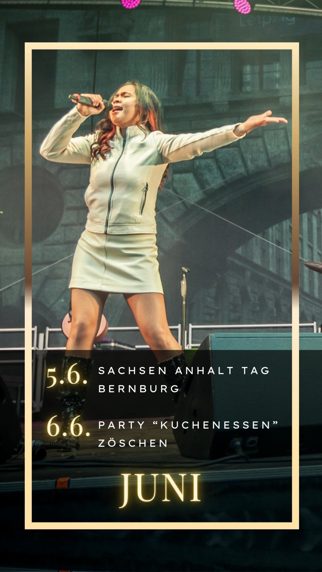 🪩 🔥 Achtung, Juni: Wir kommen. 🔥🎶
Wir haben frische Live-Termine am Start — mit ordentlich Groove, guter Laune und der akuten Gefahr, dass niemand stillstehen kann.
Also: Checkt eure Kalender, poliert die Schuhe und packt eure Lieblingsmenschen ein. 💜
Wir sehen uns Live hier : 🕺🔥
💜 Fr. 05. Juni Sachsen Anhalt Tag, Bernburg MDR Bühne, ausserdem dabei The Firebirds , Markus, Paso Doble - 20 Uhr @24.sachsen_anhalt_tag
💜 Sa. 06. Juni Schlaraffenland Zöschen mit dem traditionellen Kuchenessen, 20 Uhr, Zöschen @kuchenessenzoeschen
💜 So. 07. Juni Stadtfest, Burgplatz Leipzig, 17:30 Uhr @leipzigerstadtfest
💜 Sa. 13. Juni 100 Jahre Bäckerei Illgen, 20 Uhr, Großschirma,
💜 Fr. 19. Juni Stadtfest Waltershausen, 20 Uhr @stadtwaltershausen
💜 Sa. 20. Juni Schlossfest Merseburg, MDR Bühne, 20 Uhr, ausserdem dabei The King of Pop Michael Jackson Show , Sandy Martin
💜 Fr. 26. Juni Geschlossene Veranstaltung Krostitz,
💜 Sa. 27. Juni Stadtfest Querfurt, 20 Uhr
#nightfeverbandleipzig #livemusikleipzig #leipzig #junitermine #funkyfriday #livemusic #bandontour
