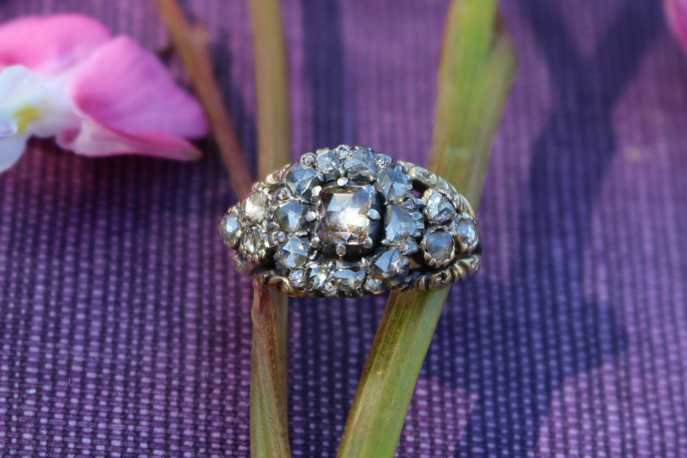 Rare Georgian rose cut diamond cluster ring now listed on our website
Dating from circa 1780 this unusual ring has a fantastic central rose cut diamond with a high point which potentially enabled the wearer to scratch their mark with it if required
It is constructed in gold, silver and gilt metal. Highly unusual for the period. The craftsmanship is beautiful making it very wearable today
Full details on our website 🔗 in bio
#georgianjewelry #rosecutdiamond #18thcentury #newarrivals #thingswelove