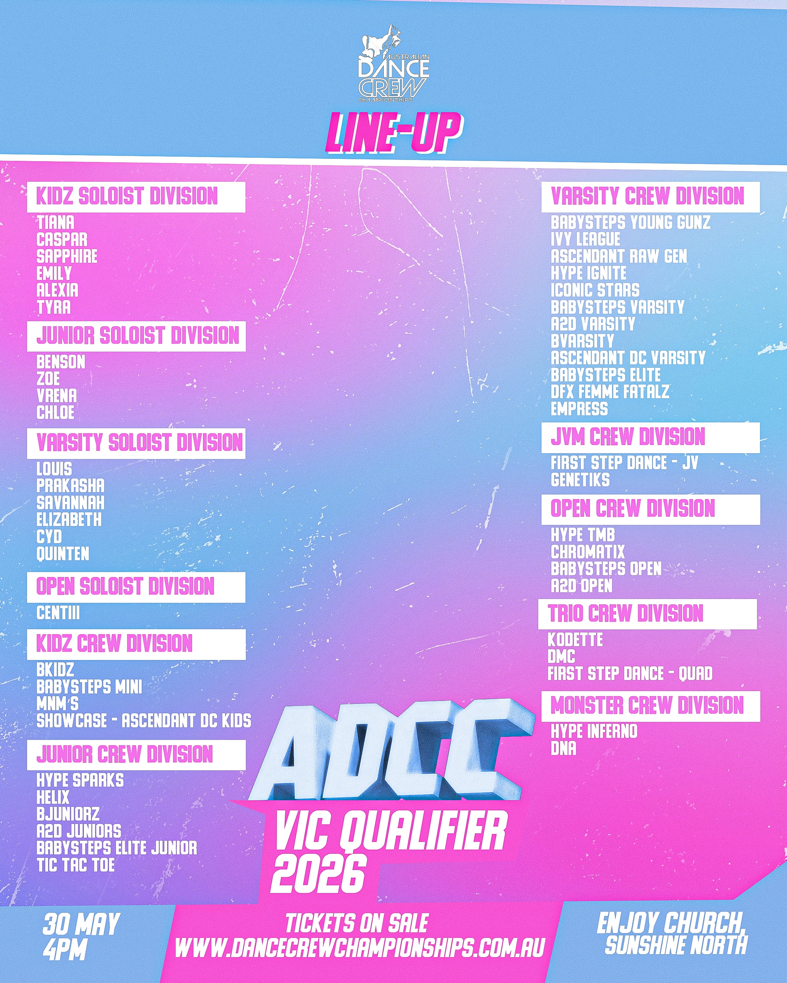 GAME DAY BURN CITY!!! โก๏ธ
VIC lineup is heavyyyy ๐ฎโ๐จ๐ฅ Who are you repping today?!!
So much talent across every category, we already know the energy is going to be crazy!! Only time will tell who proceeds to our big International Finals in Sydney Oct 3!! Lessghoooo ๐ค