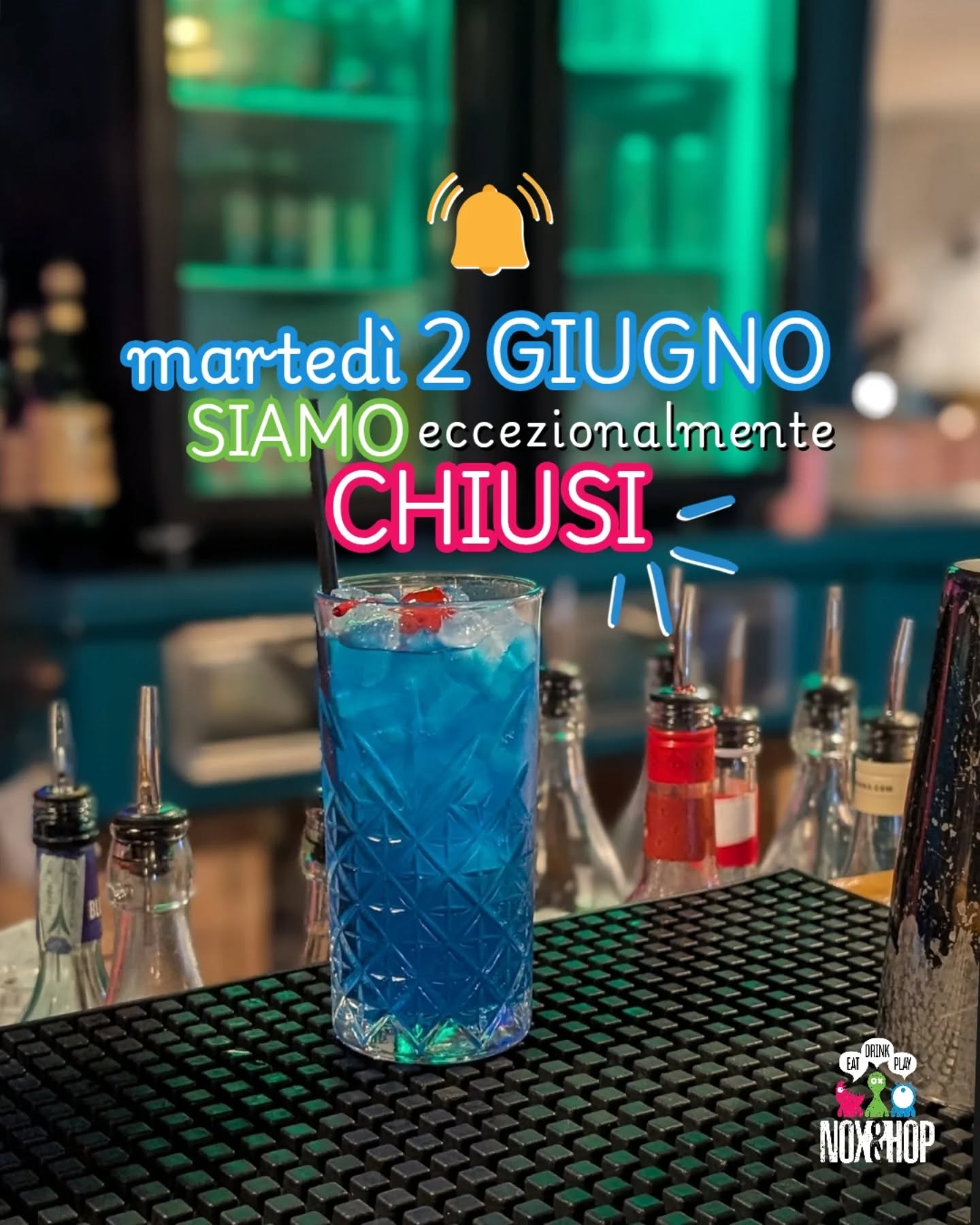 ⚠️ Martedì 2 giugno siamo chiusi!
Tutti gli altri giorni siamo aperti con gli orari di sempre ⬇️
Lunedì 1 ~ 21-1:30
Mercoledì 3 ~ 21-1:30
Giovedì 4 ~ 20-1:30
Venerdì 5 ~ 20-2:30
Sabato 6 ~ 20-2:30
Domenica 7 ~ 20-1:30
Da lunedì 8 ci saranno tante novità! ☀️