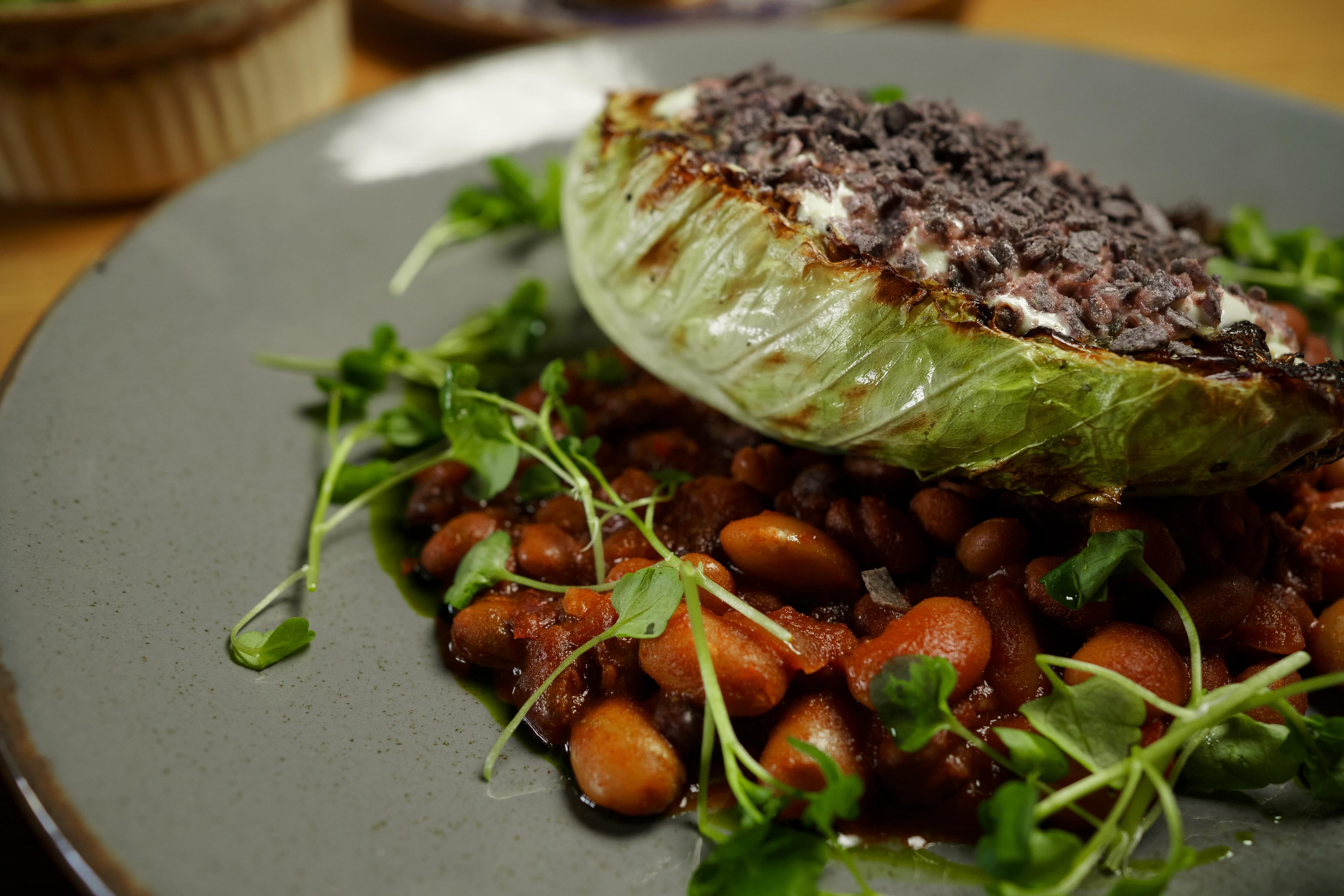 From our New Menu!
Charred hispi cabbage with smokey harissa beans, yogurt dressing and crushed blue corn tortilla ππ»βοΈ