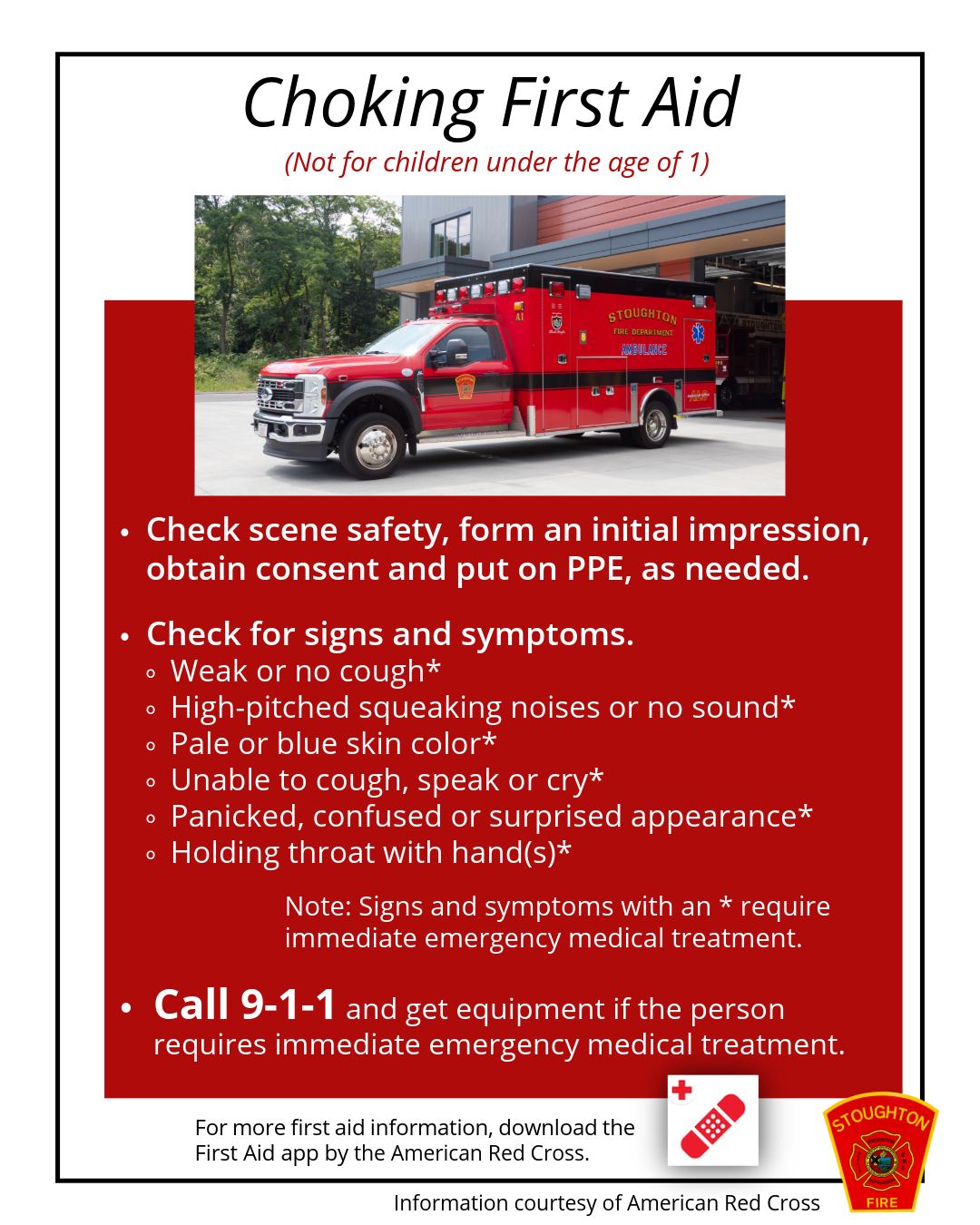 Do you know what to do if you see an adult or a child over age 1 choking? Stay calm and act fast:
1. Call 911 immediately.
2. Follow these life-saving steps.
For more first aid information, download the American Red Cross First Aid app.
#SFD #RedCross #ChokingFirstAid #FirstAid