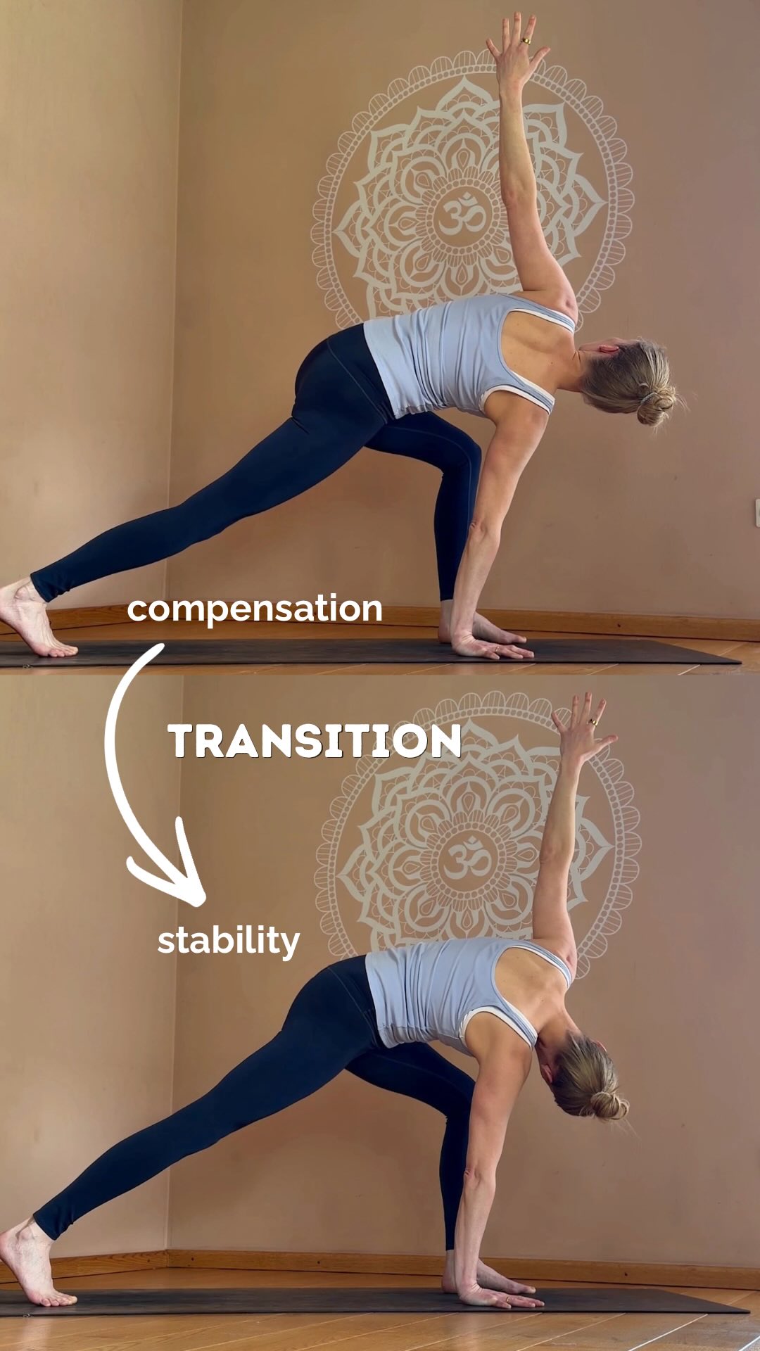 Can you see the difference?
Sometimes the version that looks “deeper” is the one that feels less stable.
In the first twist I’m borrowing rotation from the pelvis. Then I reorganize: core and glutes on, shoulder blade stable. The twist becomes smaller — and at the same time it feels safer and more supported.
What I notice again and again: when the system gets clearer stability, it often doesn’t need to grip somewhere else. Here: my neck can soften.
Try it with me:
👉 Check if your pelvis is sneaking into the twist.
👉 Make the twist smaller, stabilize your trunk and shoulder — and see if you can relax your neck.
Which one do you prefer: more range or more stability?
🇩🇪👇🏼
Manchmal wirkt die Version, die „tiefer“ aussieht, tatsächlich weniger stabil.
Im ersten Twist „leihe“ ich mir die Rotation eher aus dem Becken. Dann organisiere ich neu: Core und Gesäßmuskeln aktiv, Schulterblatt stabil. Der Twist wird kleiner – und fühlt sich gleichzeitig sicherer und besser getragen an.
Was ich immer wieder beobachte: Wenn das System klarere Stabilität bekommt, muss es oft woanders nicht mehr festhalten. Hier: Der Nacken darf weicher werden.
Prüfe gerne mal für dich:
👉 Check kurz, ob dein Becken heimlich in den Twist mitdreht.
👉 Mach den Twist kleiner, stabilisiere Rumpf und Schulter – und schau, ob du den Nacken entspannen kannst.
Welche Version magst du mehr: mehr Range oder mehr Stabilität?
#yogaalignment #neurozentriertesyoga #yogadeutschland #yogateacher #yogaforhealth