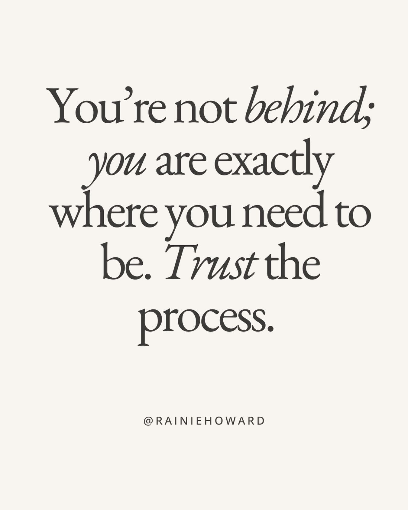 You’re not late. You’re not falling behind. You’re not missing out. You are exactly where you need to be — being shaped, refined, and prepared for what’s already coming.
Stop measuring your chapter against someone else’s. Your timing is not their timing. Trust the process, even when you can’t see the full picture yet.
Tag someone to encourage them 👇🏾
#TrustTheProcess #DivineTiming #YouAreEnough #MindsetMatters #SelfLove Encouragement Inspiration PersonalGrowth FaithOverFear RainieHoward