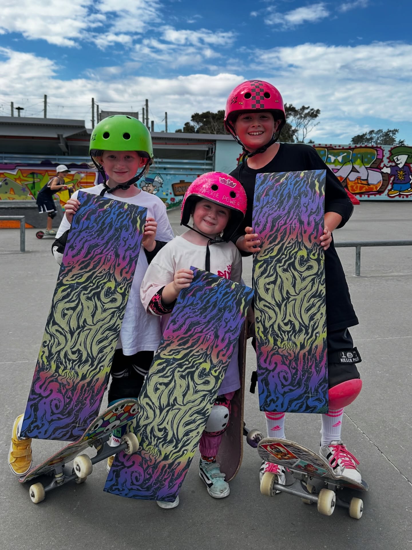 You can now order our custom @mobgrip x @girlsskatenz custom griptape on our website!! 💖🛹😻
Made by Mob, designed by Kiwi Artist @mountainduck - and all proceeds going back into skateboarding with all money raised going towards new skateboards for our free lessons 🫶
LIMITED SUPPLY! cop some rad fresh grip. Once they’re gone, they’re gone for good ❤️🔥
Pick up available from our lessons, or shipping available on our website 💖💖
Order on our website or flick us a message! girlsskatenz.com