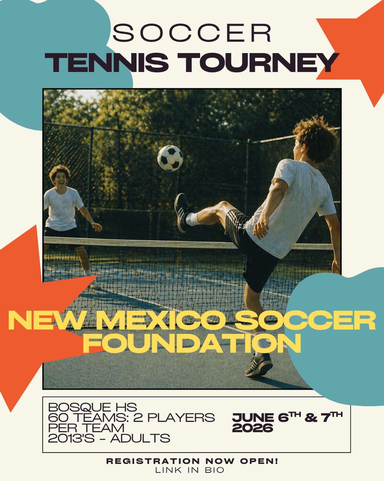 Register for this years soccer tennis! This foundation raises money and provides scholarships for our players. Link in our bio