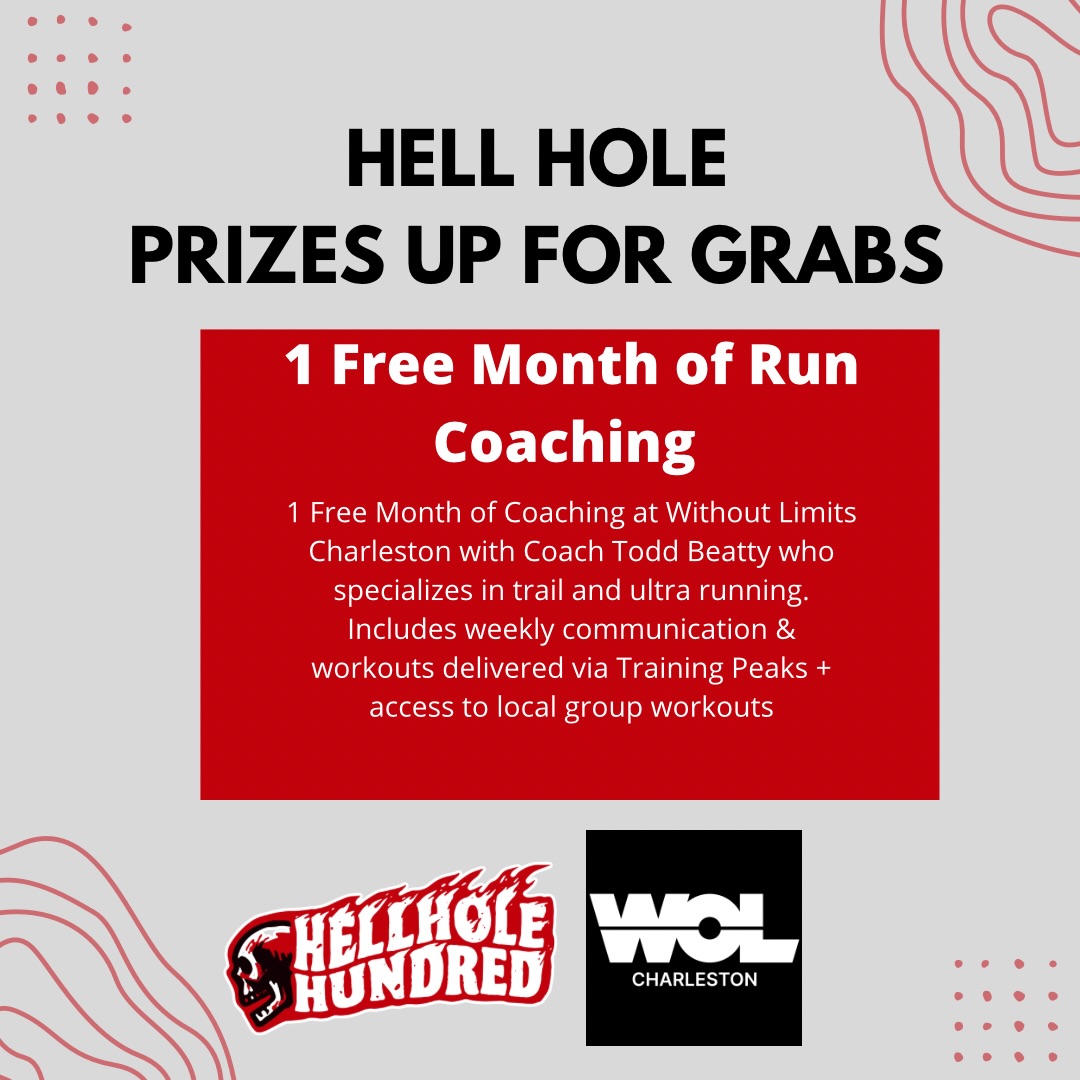 There's a pretty sweet prize up for grabs at Hell Hole!!
@coachtoddbeatty with @wol_charleston is giving away a free month of run coaching! He's done some pretty awesome trail races and has lots of experience in the trail and ultra world๐๐ผ
I love that @wol_charleston isn't just coaching-it's also a community ๐ซถ๐ฝ They have coached practices all week so for those of us who need a little accountability or like to run with friends--this is for you!
Well randomly select one lucky winner from all the registered runners and will announce after the race so be sure to keep an eye on your inbox for that post race email
#palmettoultras #hellholehundred #lowcountrytrailrunners #charlestonrunning