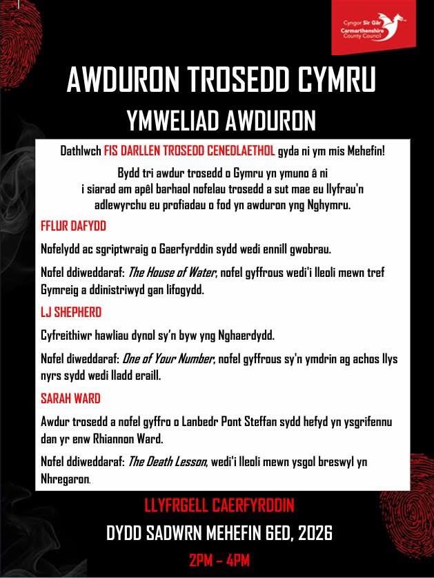 This Saturday! Dewch draw! #booksbooksbooks #nationalcrimereadingmonth #authorevent