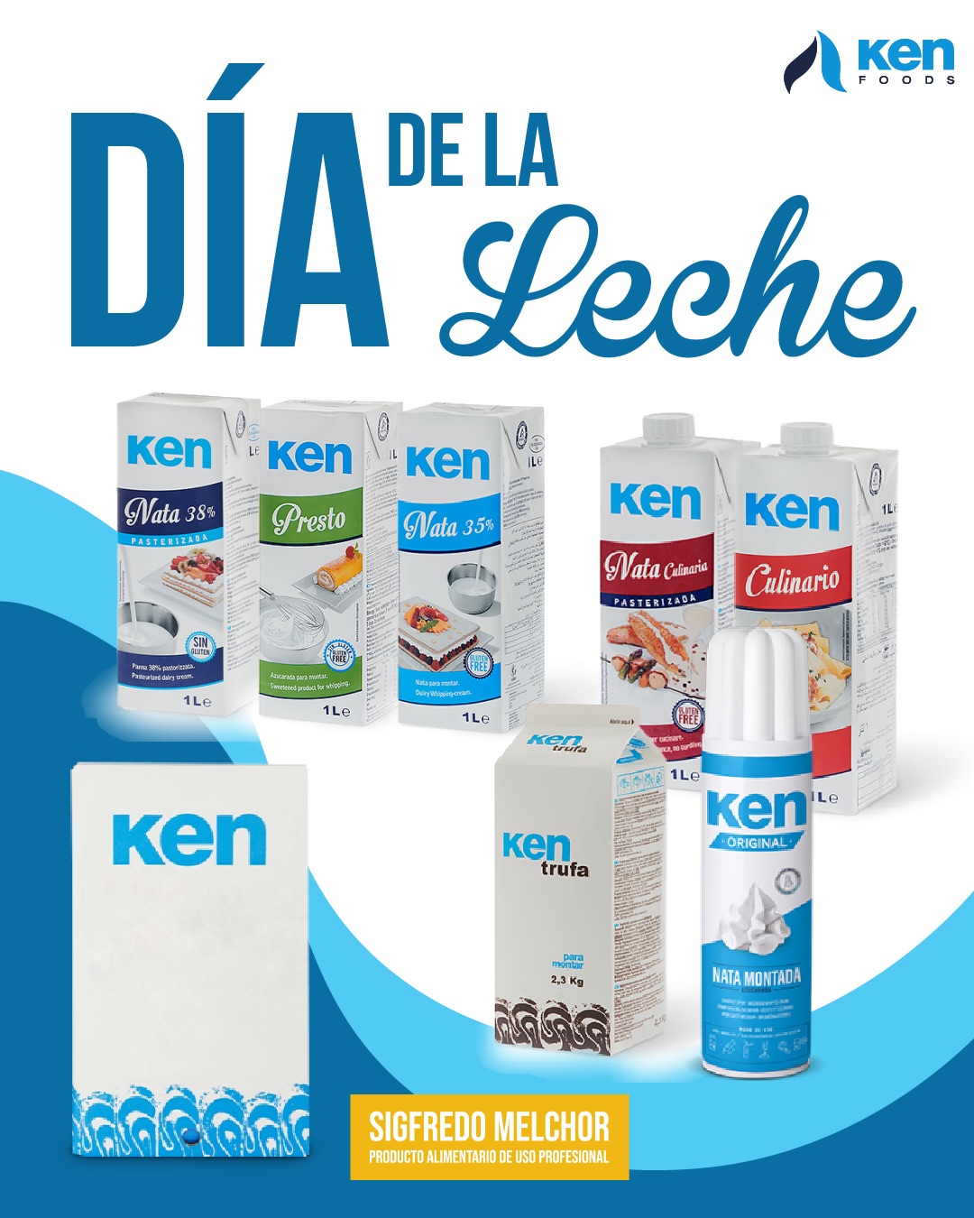 DÍA DE LA LECHE | La nata ideal para profesionales
En este Día de la Leche celebramos uno de los ingredientes más versátiles y esenciales en la cocina y la pastelería profesional.
Con la gama de natas Ken Foods, consigue la textura, estabilidad y sabor que tus elaboraciones necesitan, ya sea para montar, cocinar o crear postres irresistibles.
• Nata 35% y 38% para repostería y montado.
• Presto, perfecta para decoraciones y rellenos.
• Nata culinaria para salsas y recetas cremosas.
• Nata montada lista para usar.
• Trufa para dar un toque único a tus creaciones.
Porque detrás de cada gran receta hay ingredientes de calidad.
Descubre toda la gama en Sigfredo Melchor y encuentra la solución perfecta para tu negocio.
#DíaDeLaLeche #KenFoods #SigfredoMelchor #Hostelería #PasteleríaProfesional Repostería NataProfesional IngredientesDeCalidad CocinaProfesional