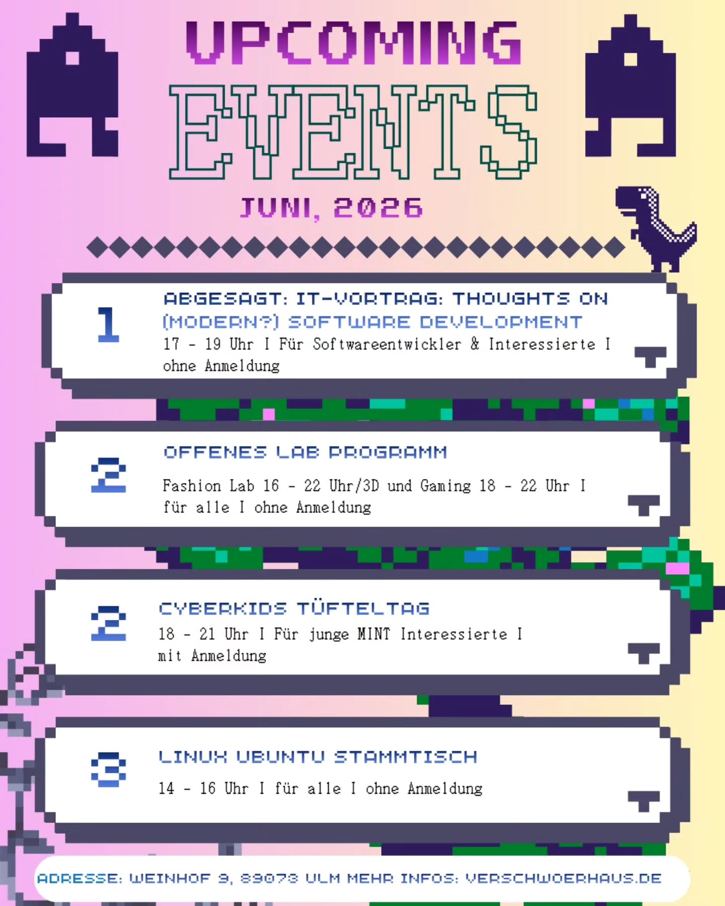 Hier unser aktuelles Programm im Juni, mehr Infos dazu unter verschwoerhaus.de
