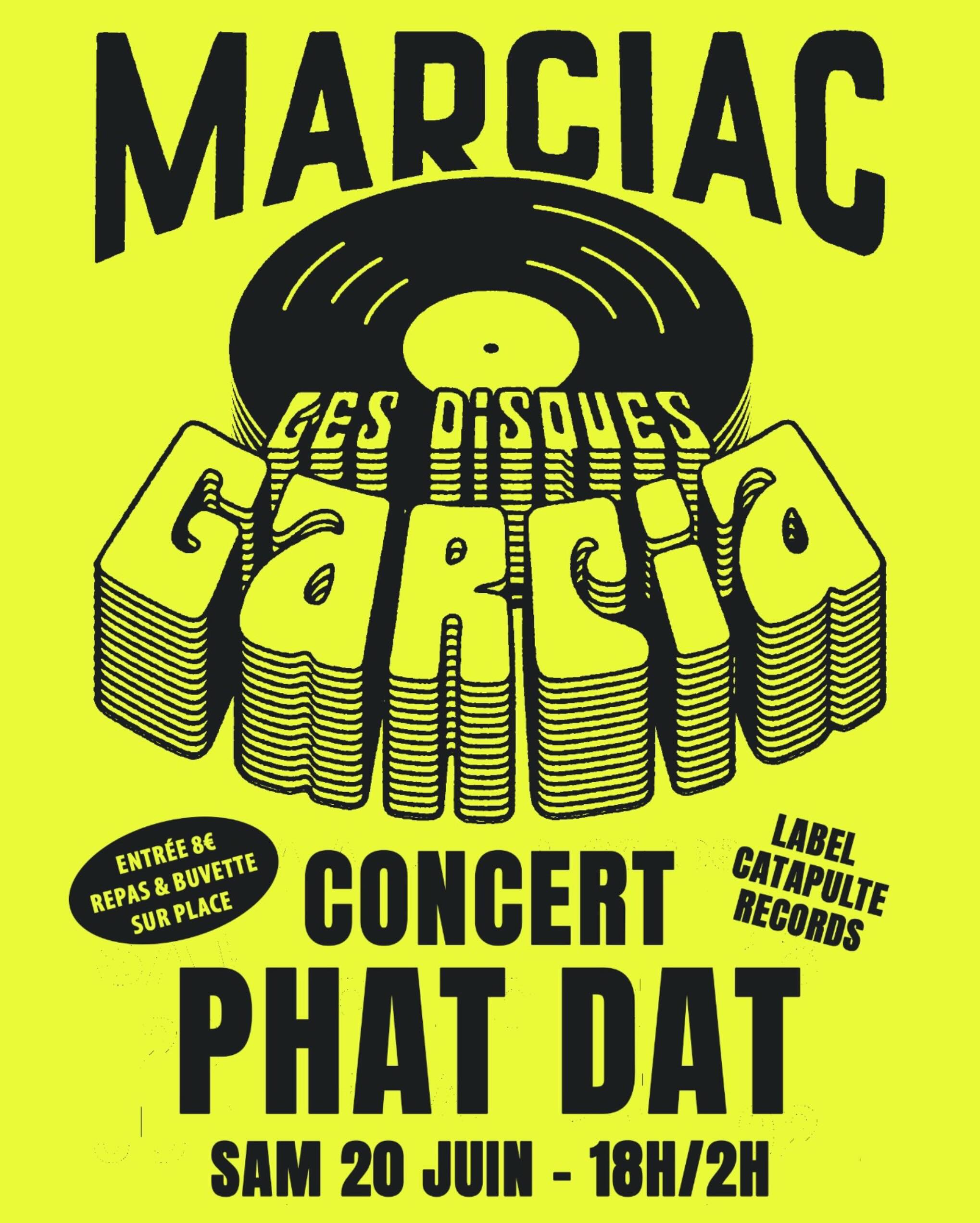 💥 L’ANIMATION #2 CHEZ LES DISQUES GARCIA 💥
Concert le samedi 20 juin dans notre atelier ! Les copains du label @catapulte.records reviennent à Marciac avec le groupe PHAT DAT dans le cadre de leur tournée. Sonorités pop des années 70 et grooves dansants de toutes les latitudes.
📆 Samedi 20 juin // Ouverture à 18h, concert à 21h + mix 100% vinyles
📍76 chemin de ronde - 32230 Marciac
🎟️ Billetterie : 8€ // Restauration et buvette sur place