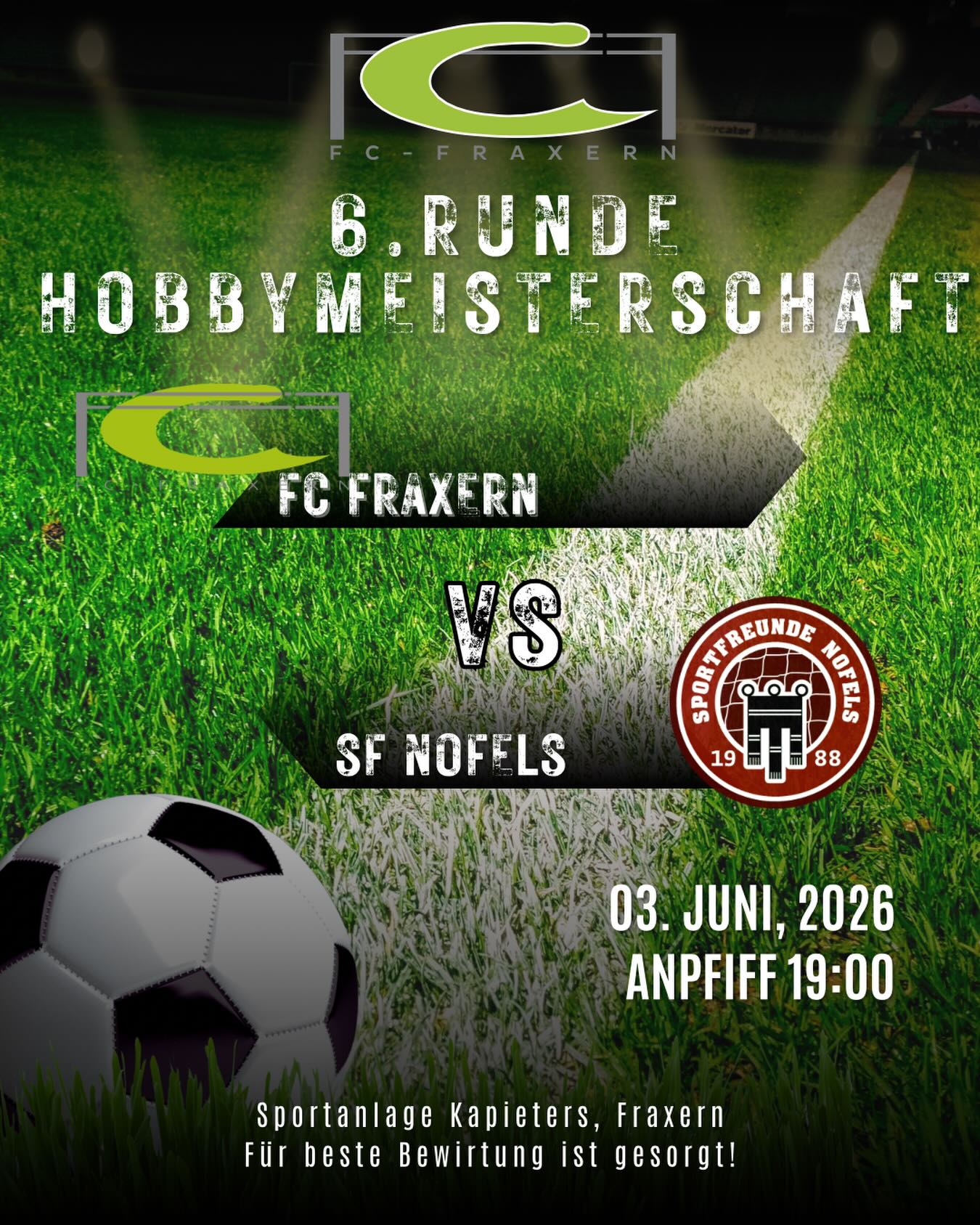 Heimspiel!!! ⚽️⚽️
Diese Woche spielen wir endlich wieder auf unserer traumhaften Sportanlage Kapieters!! Wir treffen am Mittwoch um 19:00 Uhr auf den SF Nofels.
Wir freuen uns auf zahlreiche Unterstützung!!⚽️
#fcfraxern #hobbyligavorderland #fussballspielenwoandereurlaubmachen #matchday #fussball