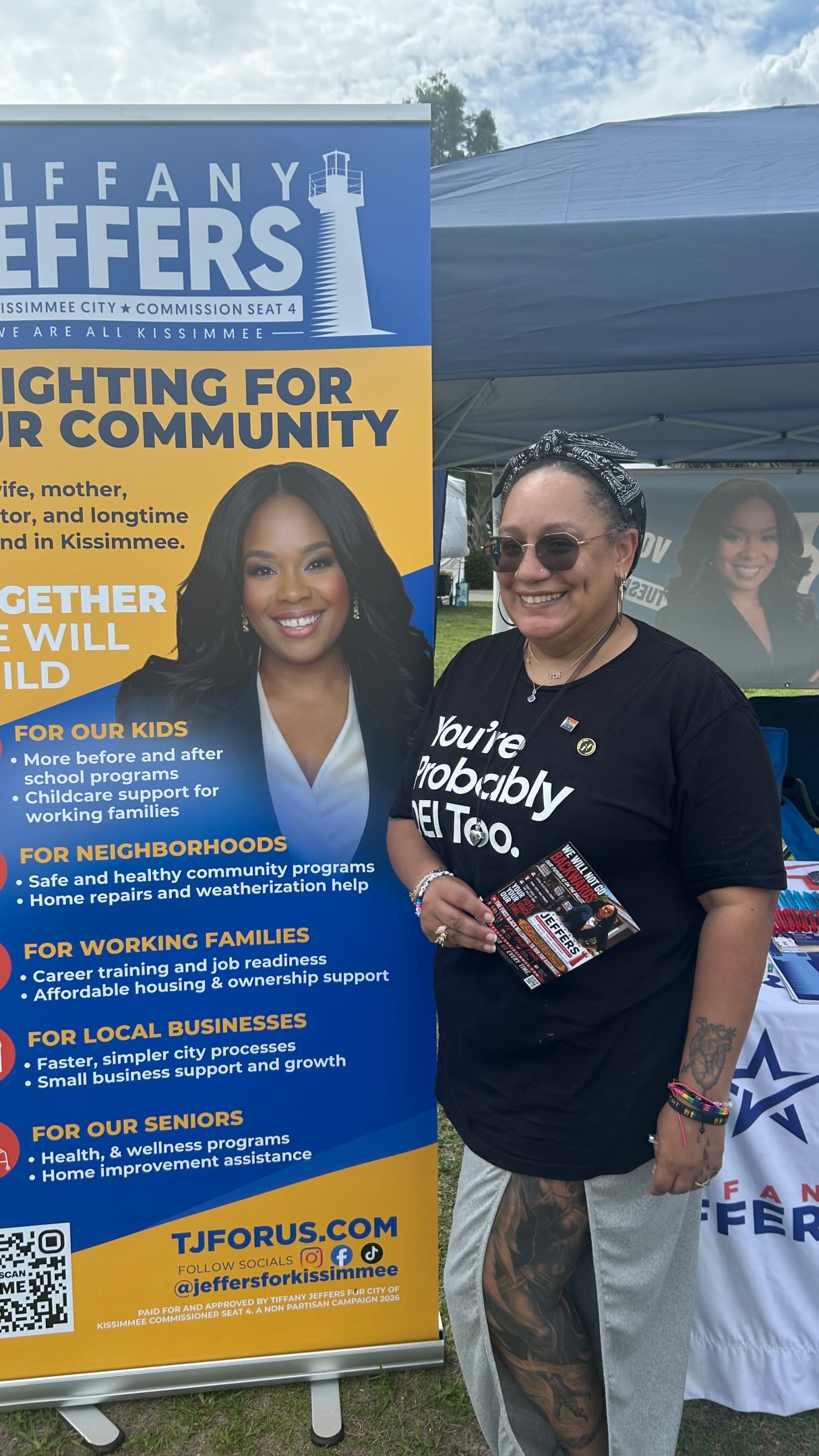 Today at Kissimmee Pride Fest, I was reminded of something powerful: community 👏🏽 shows👏🏽 up👏🏽
It was beautiful to connect with neighbors, families, volunteers, and people who love this city enough to stand out loud for dignity, safety, and belonging. Our rights are under assault right now, and that affects all of us. When one part of our community is targeted, the whole community must pay attention!
I am so thankful for my amazing team of volunteers who showed up, helped share our message, and reminded people that love still leads. We show up because we love one another. We care for one another. We advocate for one another.
Now we need to turn that love into action.
Please register to vote. Check your voter registration. Talk to your family. Text your friends. Make a plan.
Together, we can build a Kissimmee that works for all of us.
I’m Tiffany Jeffers, candidate for Kissimmee City Commission Seat 4, and I am ready to keep showing up for every part of our community. 🩷
www.jeffersforkissimmee.com
Political advertisement paid for and approved by Tiffany Jeffers, Candidate for Kissimmee City Commission Seat 4
