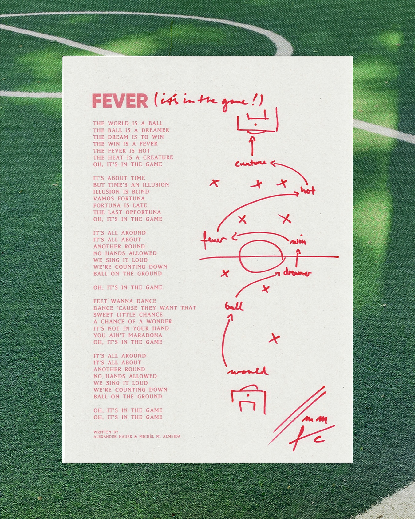 Our new song »Fever« was - typically - created on a whim. Spending the rainy EURO-2024-summer watching football while working on our third album »Animals Crossing« we created a rhythm track that - in our ears - sounded »a little too much like football« to fit the record. Put aside at first, we rediscovered »Fever« alongside that other mystical nonsense-one-liner-song going »play the ball, last minute we need a goal in the name of Cristiano Ronaldo« by the end of 2025. Falling in love with the idea to finally create something football-infused, we decided to lace these two »facets of football« together and call it »Mar Malade Football Club«. Celebrating the unifying quality of the game. And - as always - provide an utopia. A friendly idyll (in the age of worry) and a place you can go to when reality’s rough. Like the »Bolzplatz« (football court) as a child, running after a ball for a sweet while, »foreign name on the tricot« (jersey), pretending it’s »all or nothing now« and maybe it was: »the world is a ball, the ball is a dreamer, the dream ist to win, the win is a FEVER.«