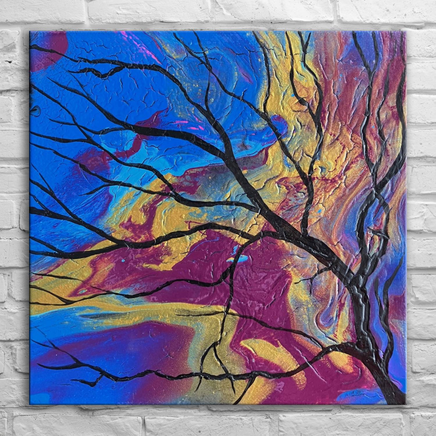Living Skies - another 8x8 inch miniature painting inspired by the beauty of our summer skies! www.KellyAnneDesigns.com
#summer #LivingSkies #painting #treepainting #pourpaintings #canadianartist #saskatoonartist #kellyannedesigns