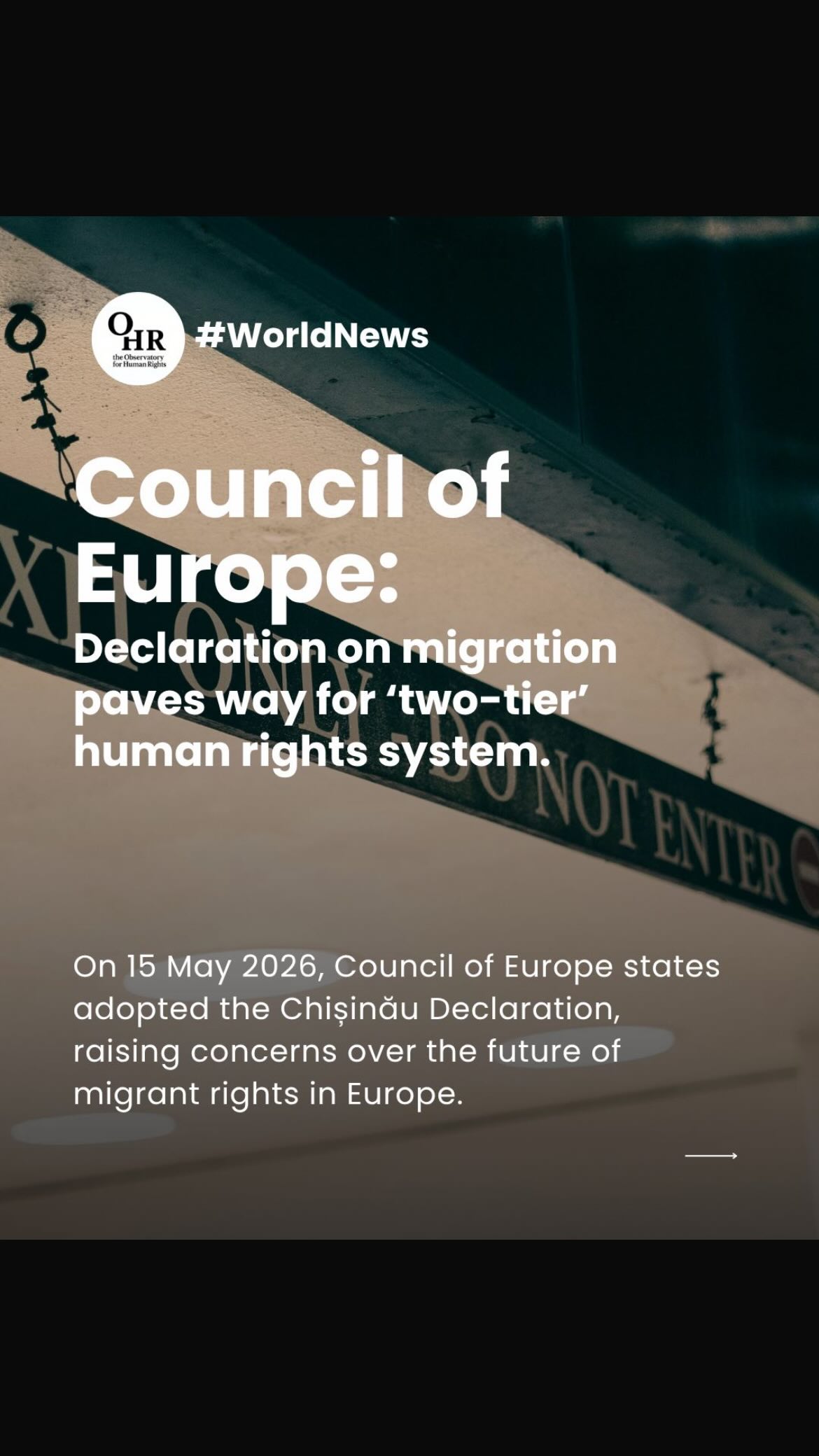 ⚖️ On 15 May 2026, Council of Europe member states adopted the Chișinău Declaration, raising concerns about the future of migrant rights in Europe.
Although non-binding, the declaration signals political support for tougher migration policies and weaker protections for people on the move.
Human rights organisations warn that it could pave the way for a two-tier system of rights, weakening protections under the European Convention on Human Rights, particularly Article 3, which absolutely prohibits torture and deportations to unsafe countries.
The declaration also endorses offshore “return hubs” for processing or deporting migrants outside Europe, despite ongoing legal concerns and documented risks including detention, limited access to asylum procedures, and potential abuse. It further promotes cooperation with third countries, including some with documented human rights violations, effectively outsourcing parts of migration management.
Another major concern is the framing of “instrumentalised migration” as a security threat, which critics argue could be used to justify pushbacks and emergency border measures.
Beyond migration, the debate raises a broader question: are human rights in Europe still universal, or are they becoming conditional?
👉 Follow to stay informed
👉 Share to raise awareness
👉 Join the conversation in the comments
Written by: Clara Pescatori
Featured in the video: Camilla Rampazzo
Read the full article: https://www.theobservatoryforhumanrights.com/post/coe-declaration-on-migration-paves-way-for-two-tier-human-rights-system
#ohrobservatory #theobservatoryforhumanrights #humanrights
