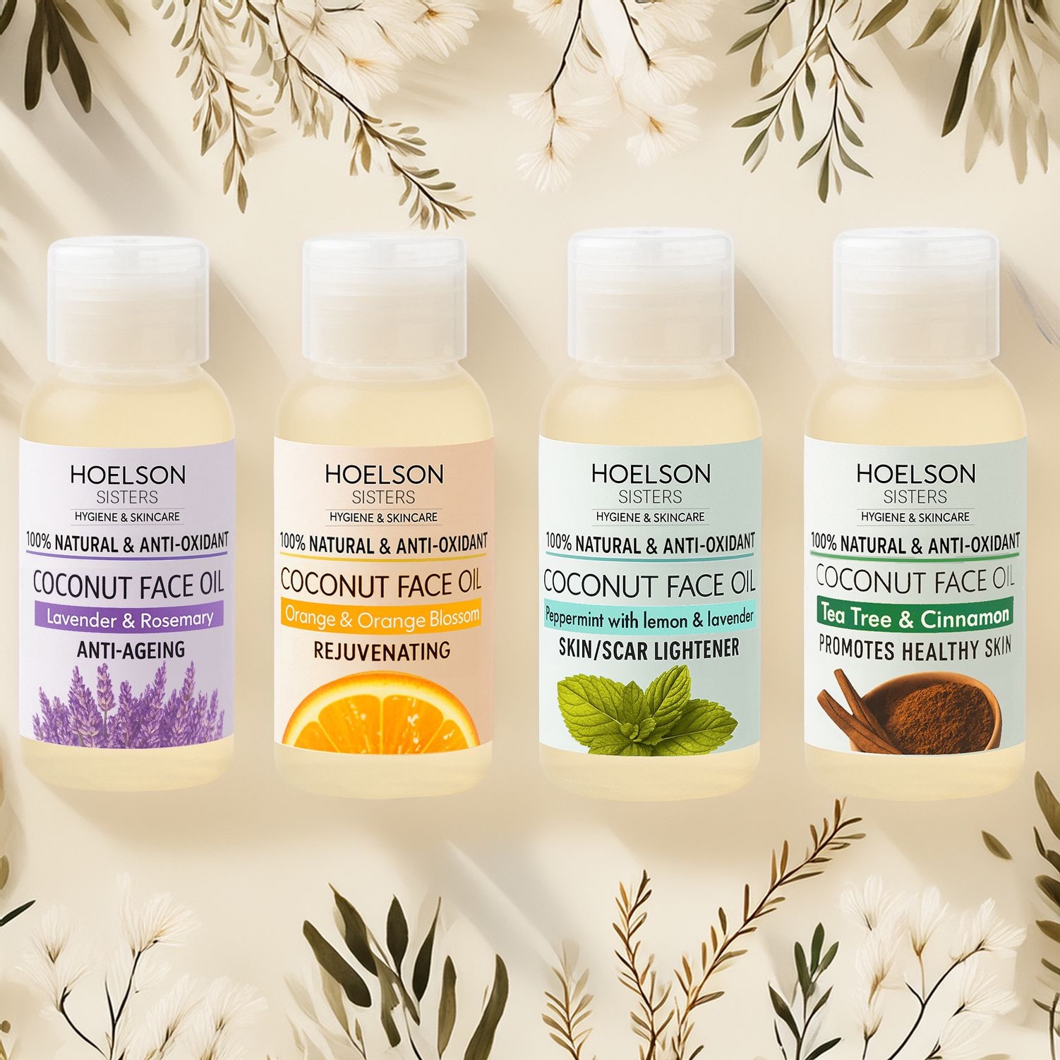🌿 Simple ingredients. Beautiful results.
Our Coconut Face Oils have become a daily favourite for so many customers, helping to support soft, nourished, radiant-looking skin.
Which one would you choose?
💜 Lavender & Rosemary
🍊 Orange & Orange Blossom
🌿 Peppermint, Lemon & Lavender
🤎 Tea Tree & Cinnamon
#HoelsonSisters #NaturalGlow #CoconutFaceOil #SkincareRoutine